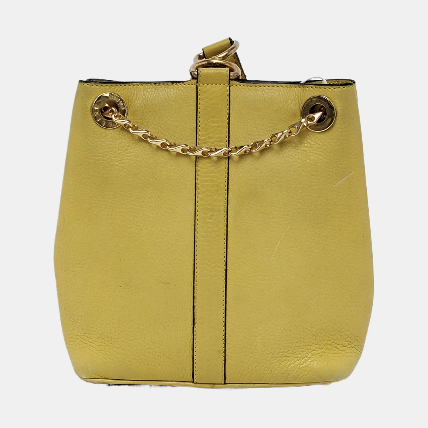 CELINE Yellow Cowhide Single Shoulder Bag Crossbody Bag Golden hardware-(SKU)-946897098