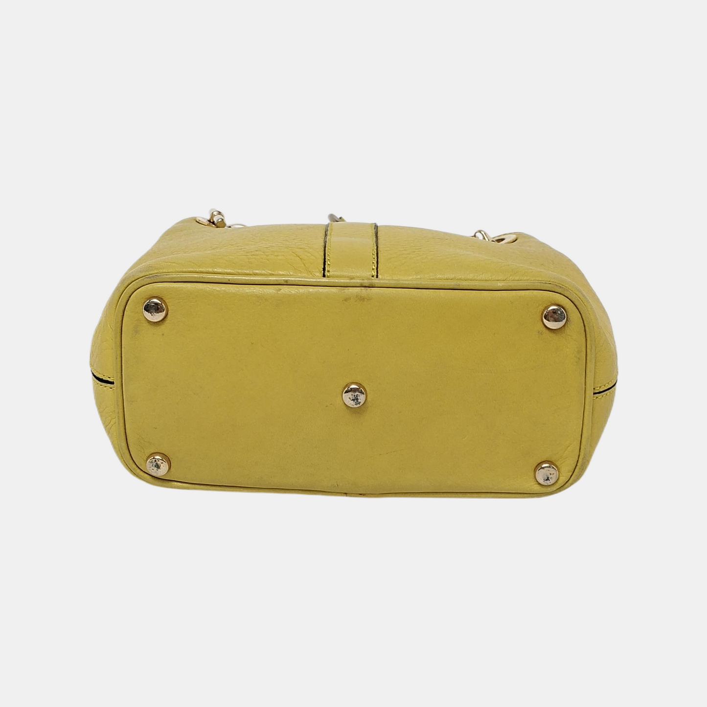 CELINE Yellow Cowhide Single Shoulder Bag Crossbody Bag Golden hardware-(SKU)-946897098