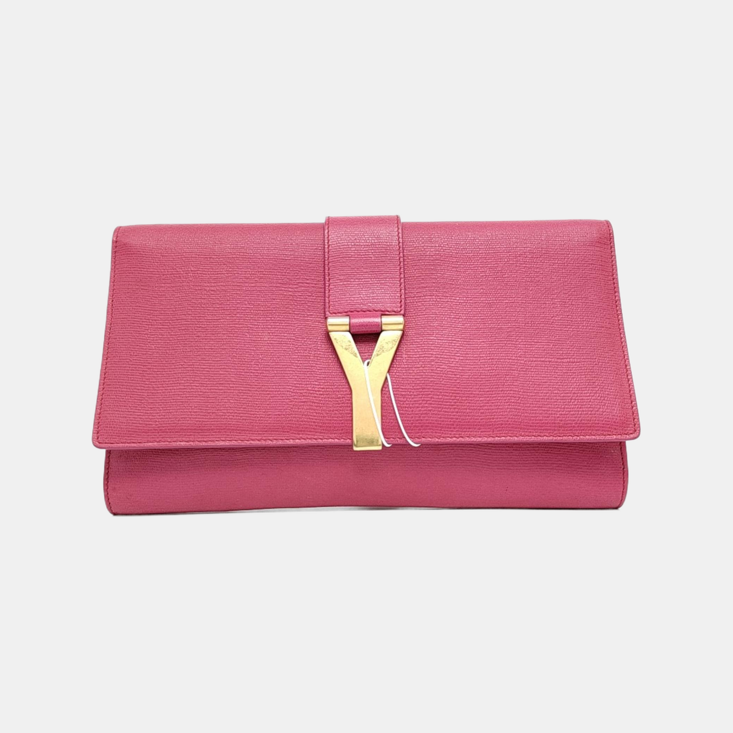 YSL CHYC Y LIGNE Fuchsia Leather Clutch Golden hardware-(SKU)-940540756