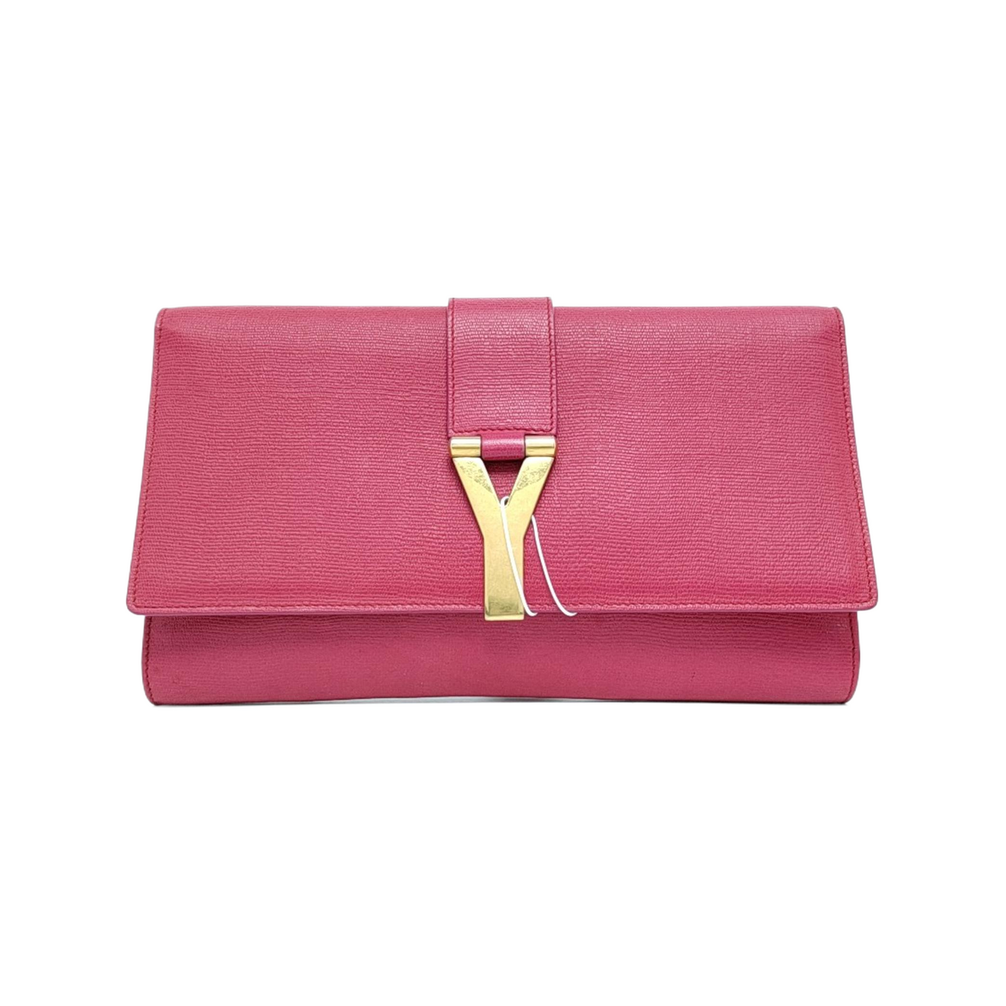 YSL CHYC Y LIGNE Fuchsia Leather Clutch Golden hardware-(SKU)-940540756