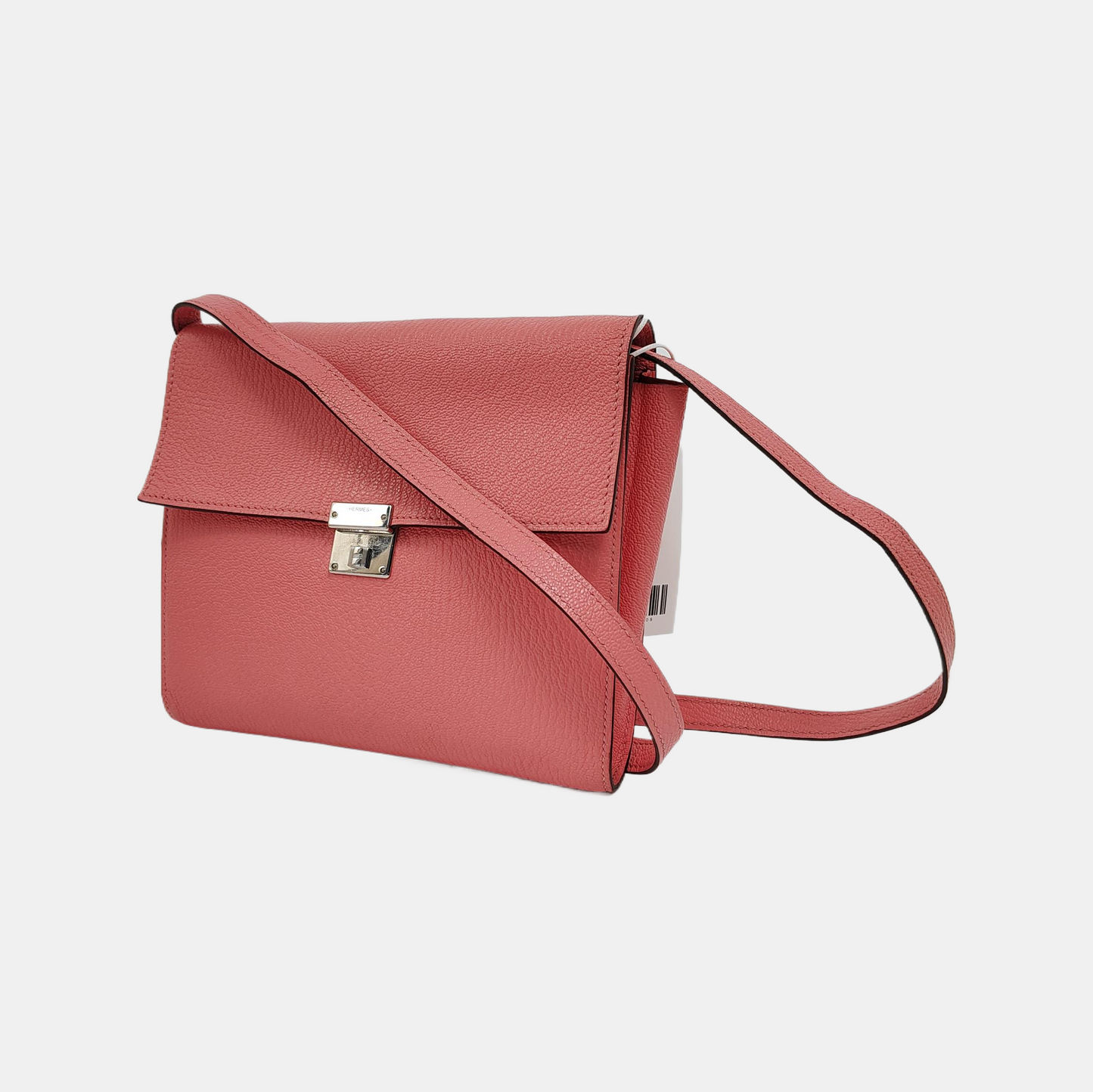 HERMÈS Clic 16 Lipstick Pink Chèvre Mysore Leather Shoulder Bag Crossbody Bag Silver Hardware D Stamp Removable Strap-(SKU)-947164108