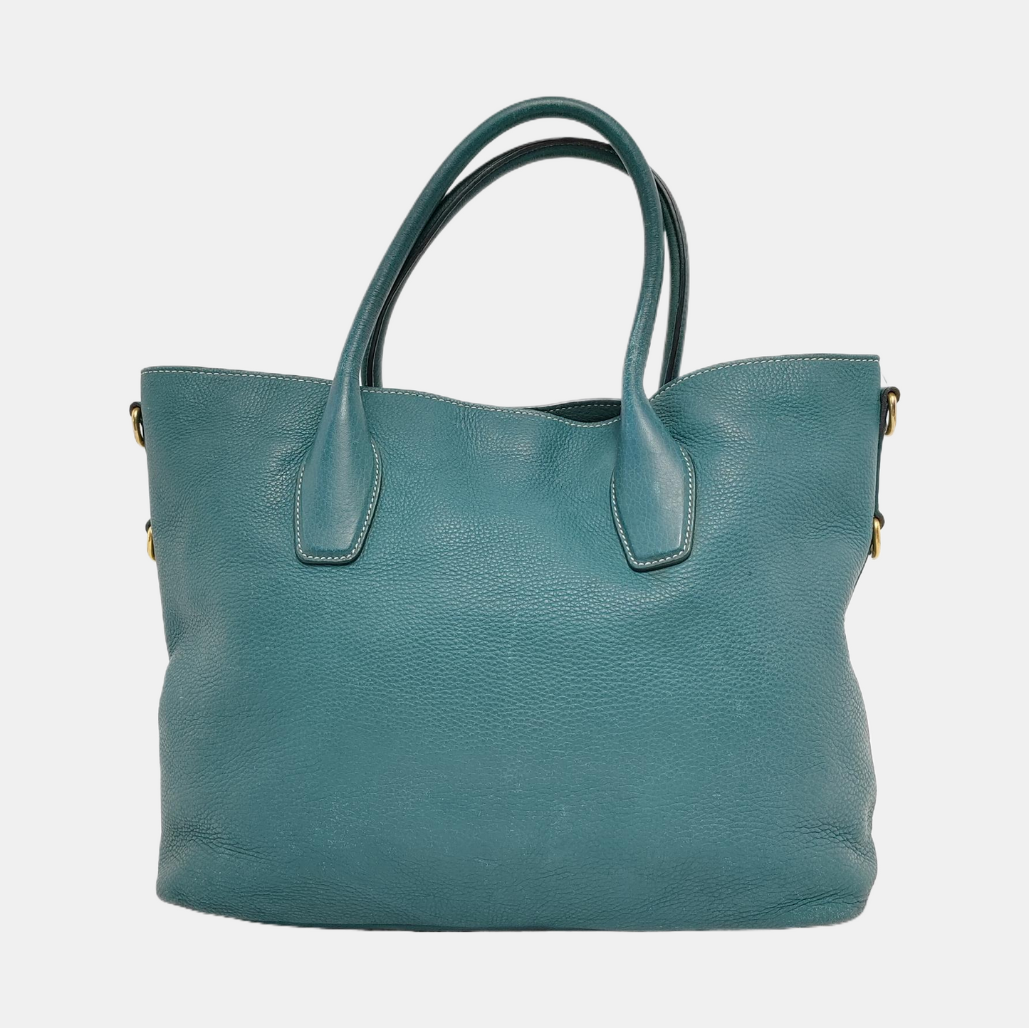 PRADA Bauletto Saffiano Teal Green Leather Handbag Golden hardware-(SKU)-947004681