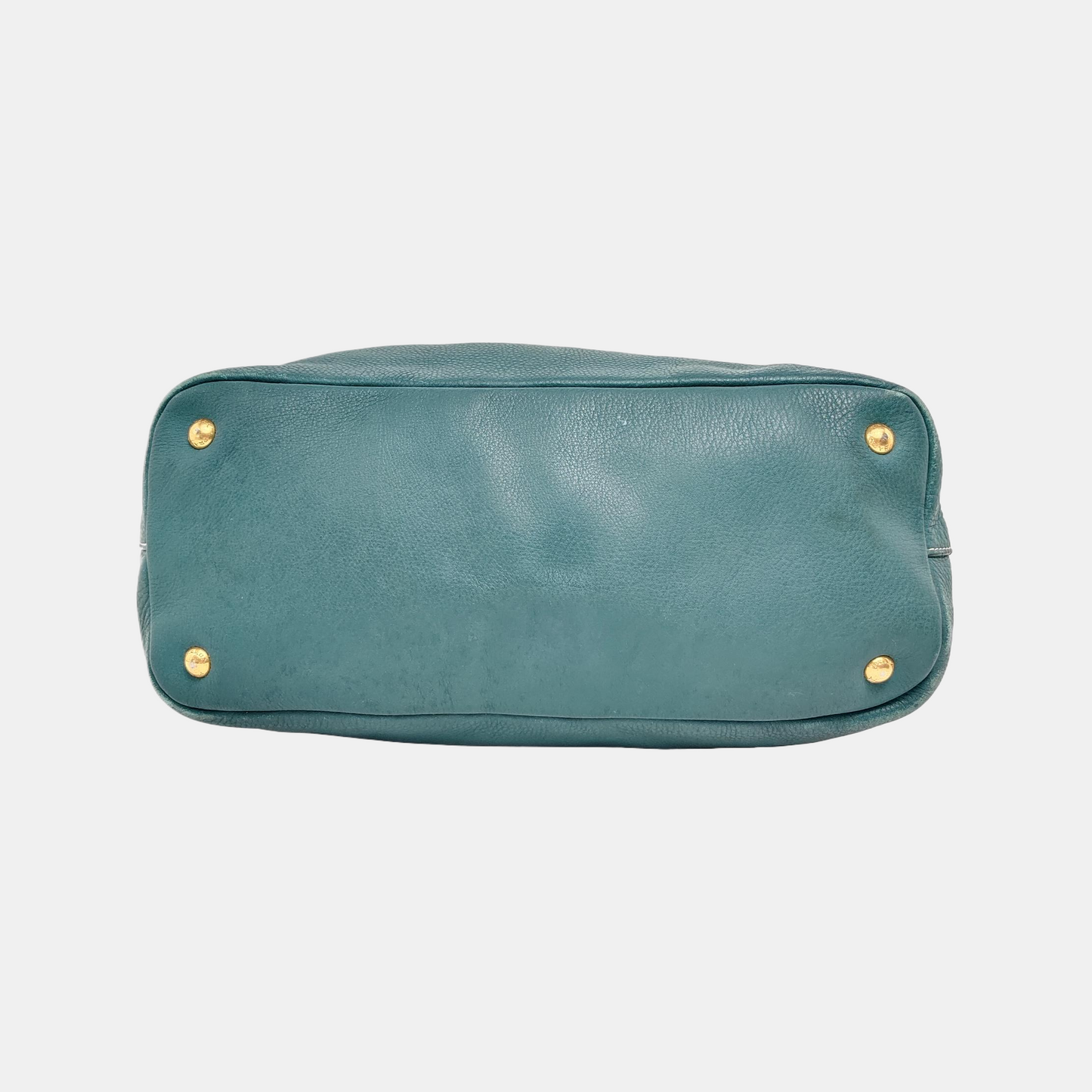 PRADA Bauletto Saffiano Teal Green Leather Handbag Golden hardware-(SKU)-947004681