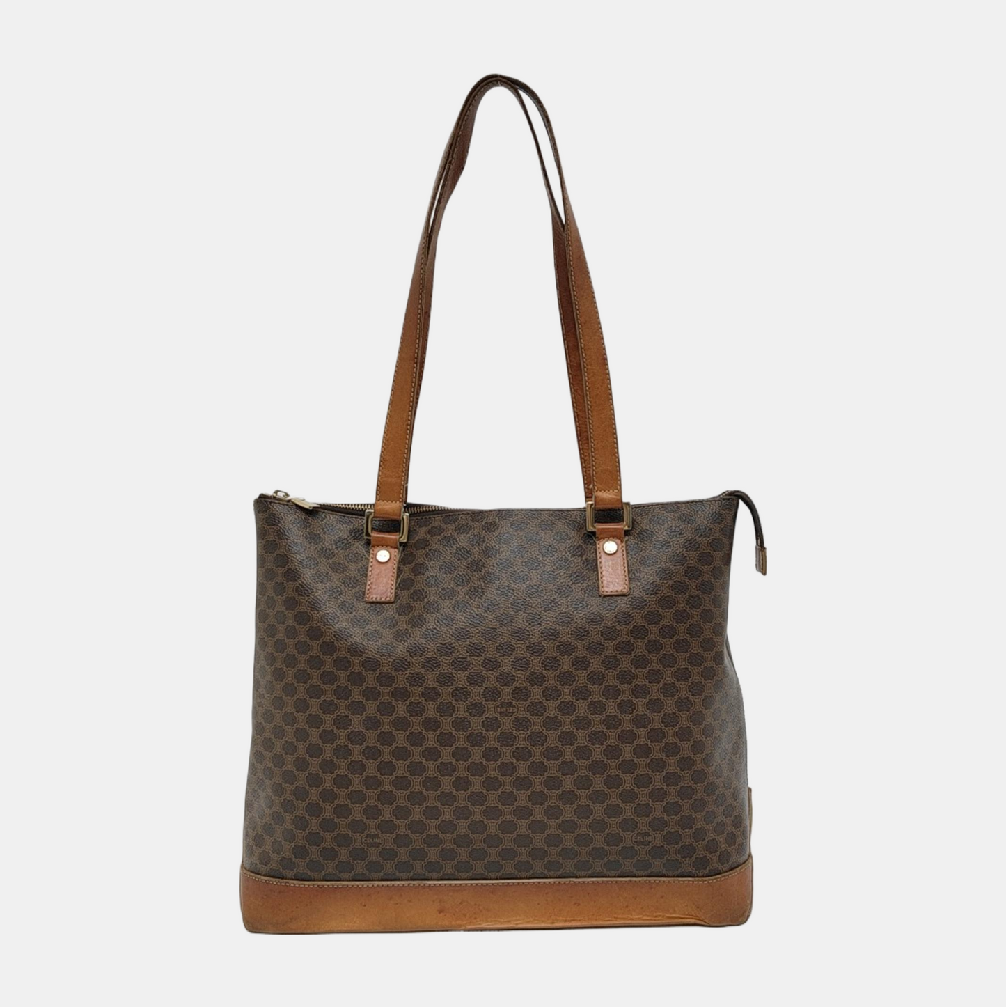 CELINE Tote bag Brown Coated Canvas Monogrammed Single Shoulder Bag Golden hardware-(SKU)-943019925