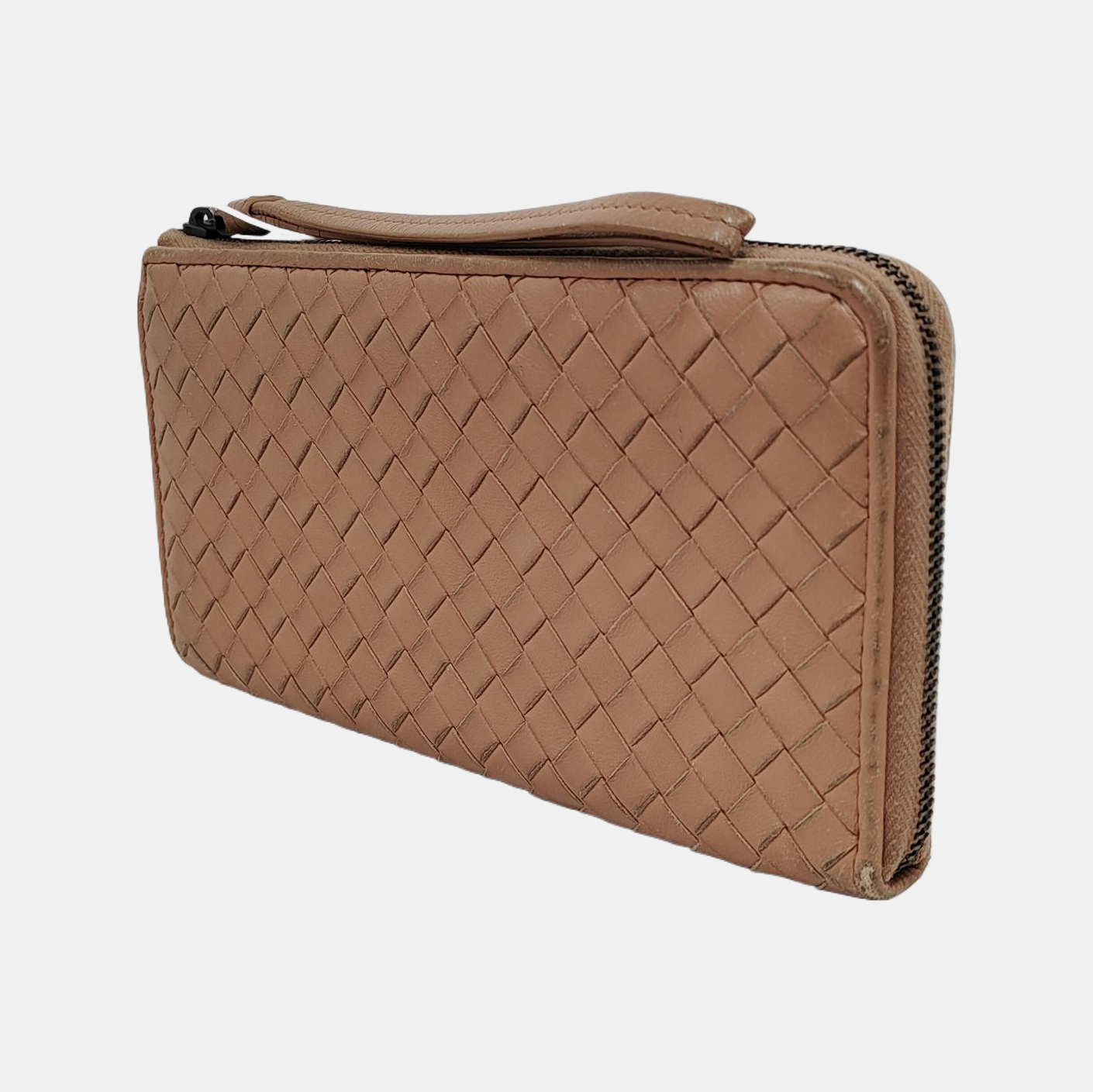 BOTTEGA VENETA Pink Cowhide Woven Wallet Black hardware-(SKU)-947141827