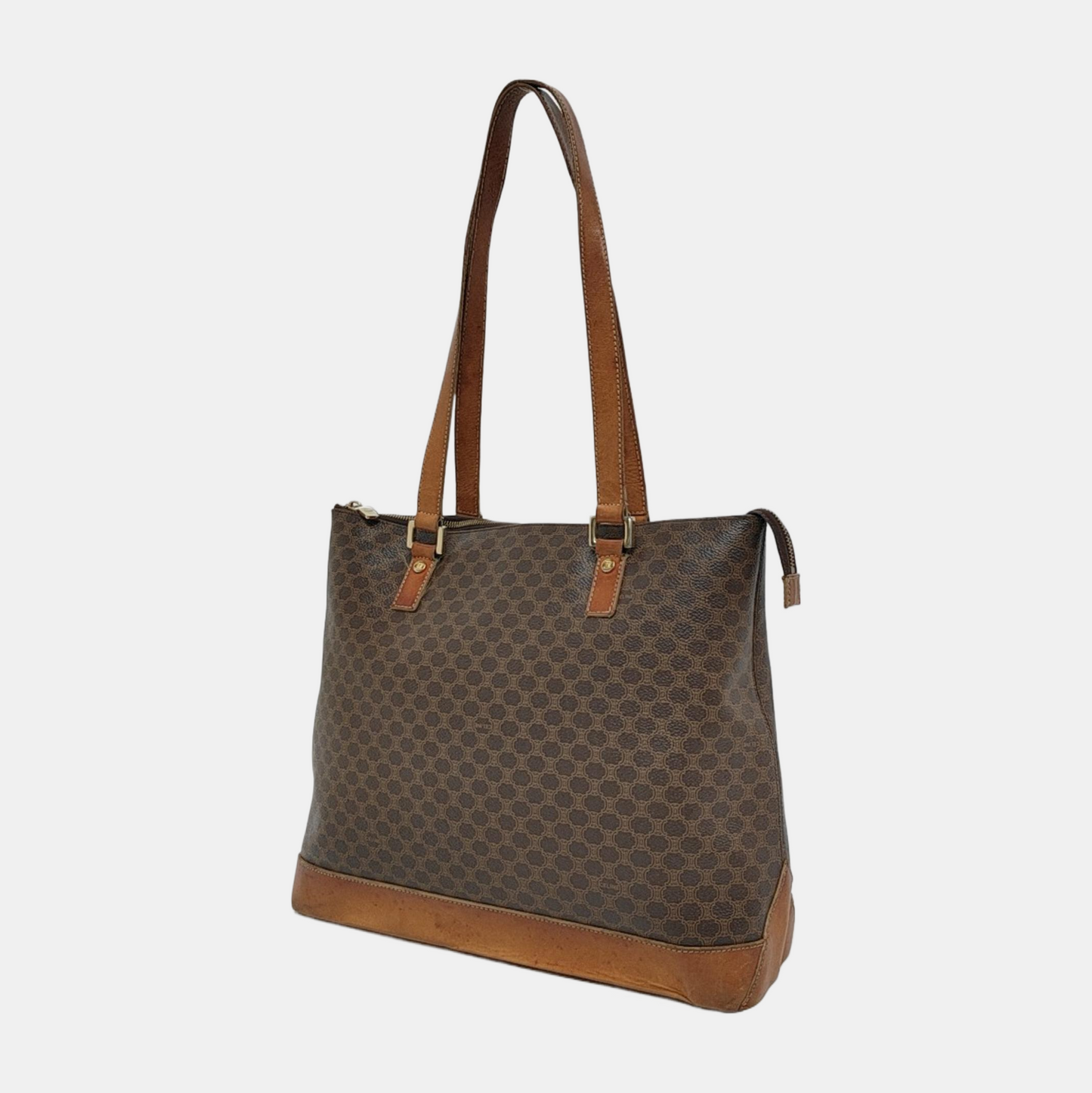 CELINE Tote bag Brown Coated Canvas Monogrammed Single Shoulder Bag Golden hardware-(SKU)-943019925