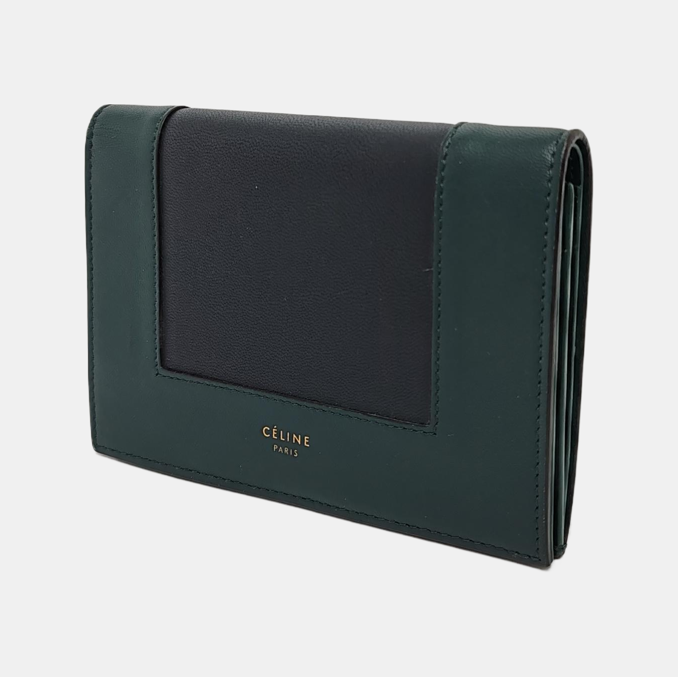 CELINE Green Cowhide Wallet Golden hardware-(SKU)-947043201