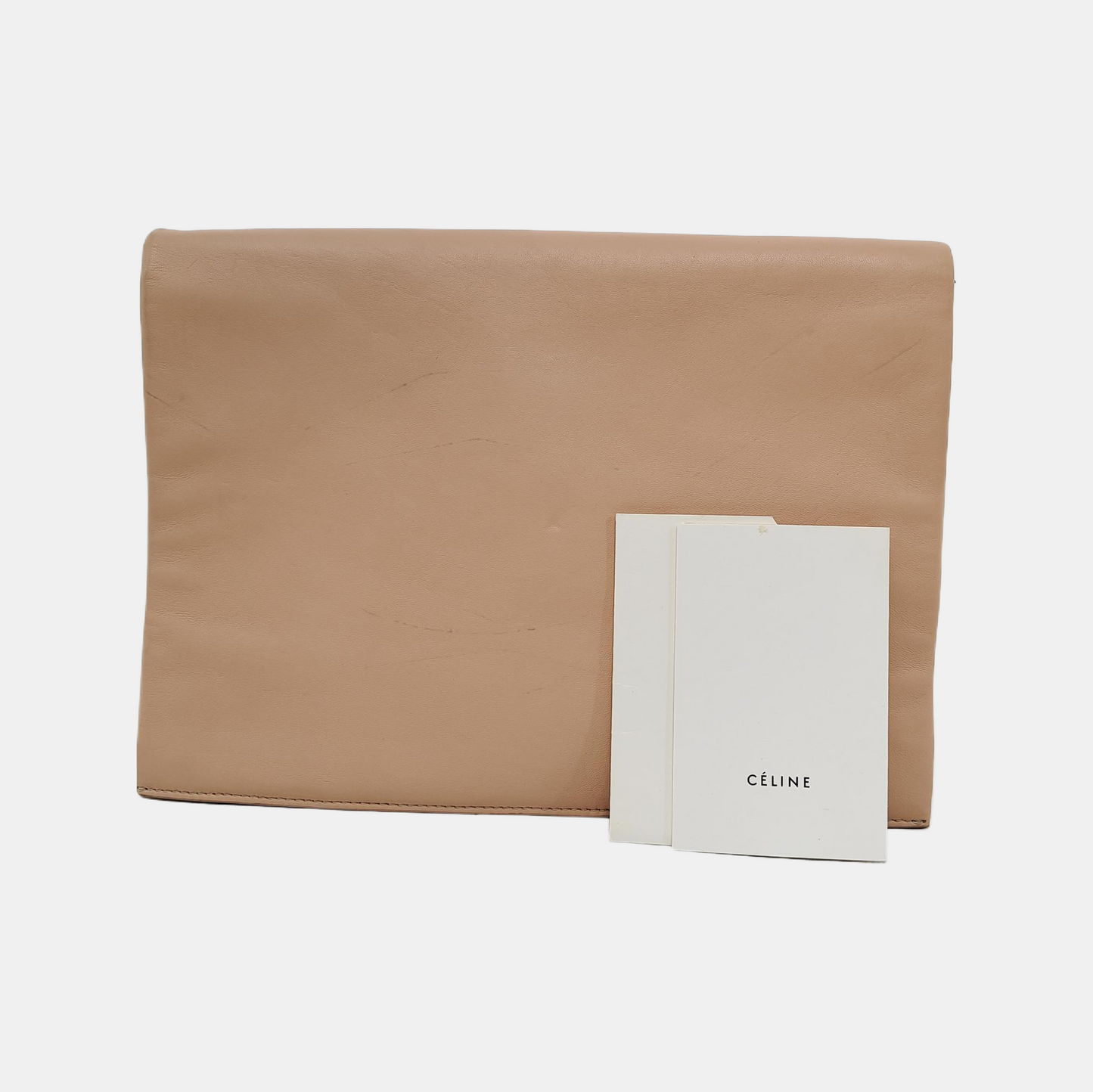 CELINE TRIO Light Pink Sheepskin Clutch Silver Hardware-(SKU)-947141136