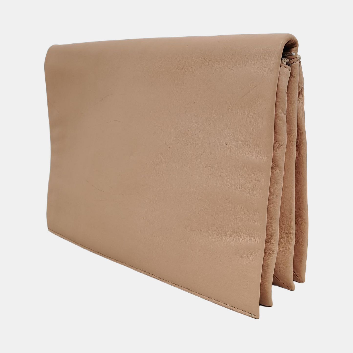 CELINE TRIO Light Pink Sheepskin Clutch Silver Hardware-(SKU)-947141136