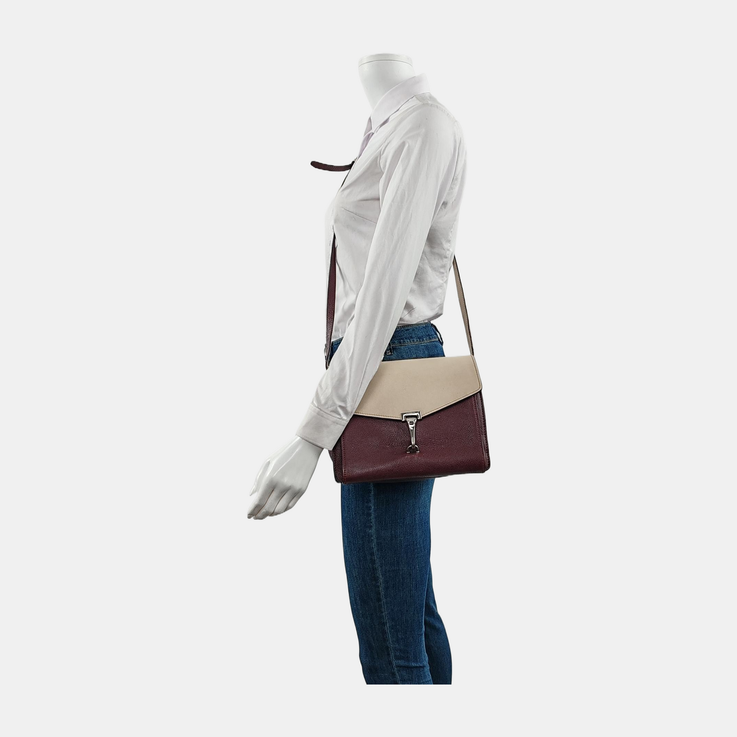 BURBERRY Macken Small size Burgundy Cowhide Single Shoulder Bag Crossbody Bag Silver Hardware Removable shoulder strap-(SKU)-947140810