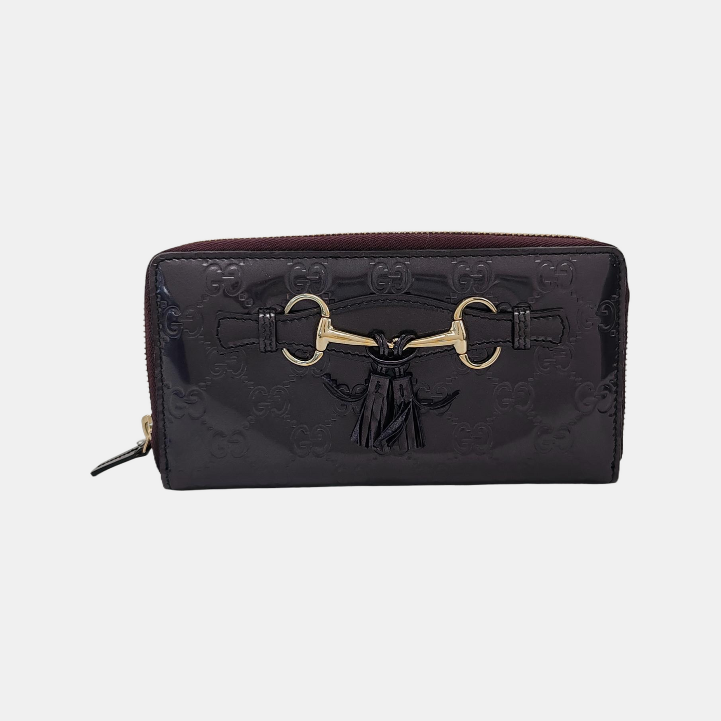GUCCI Purple Cowhide Monogram Embossed Wallet Golden hardware-(SKU)-947213234