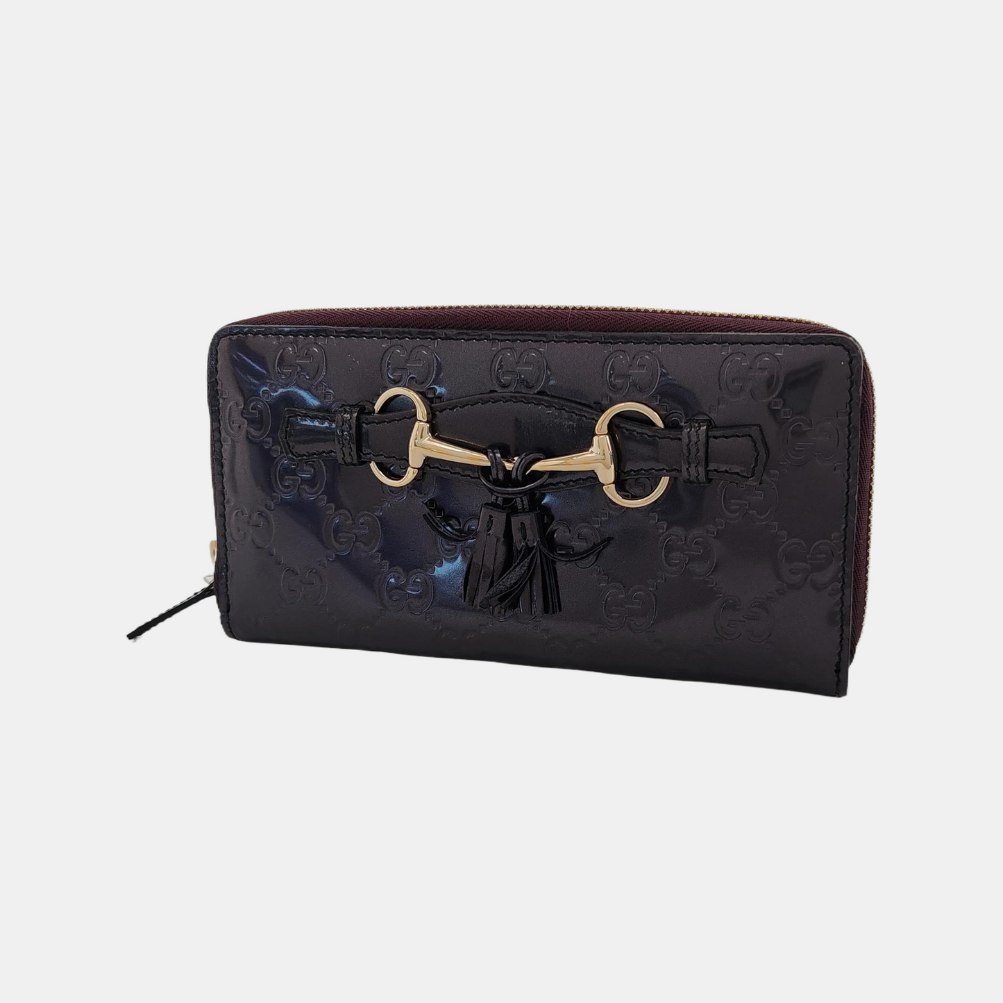 GUCCI Purple Cowhide Monogram Embossed Wallet Golden hardware-(SKU)-947213234