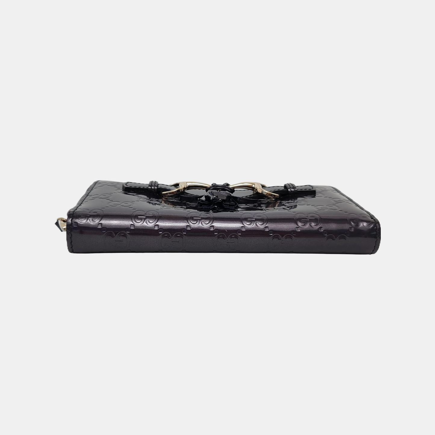 GUCCI Purple Cowhide Monogram Embossed Wallet Golden hardware-(SKU)-947213234