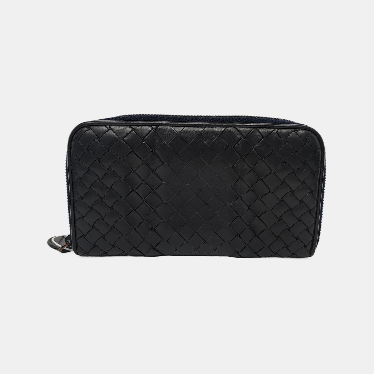 BOTTEGA VENETA Black Cowhide Woven Wallet Black hardware-(SKU)-947169349