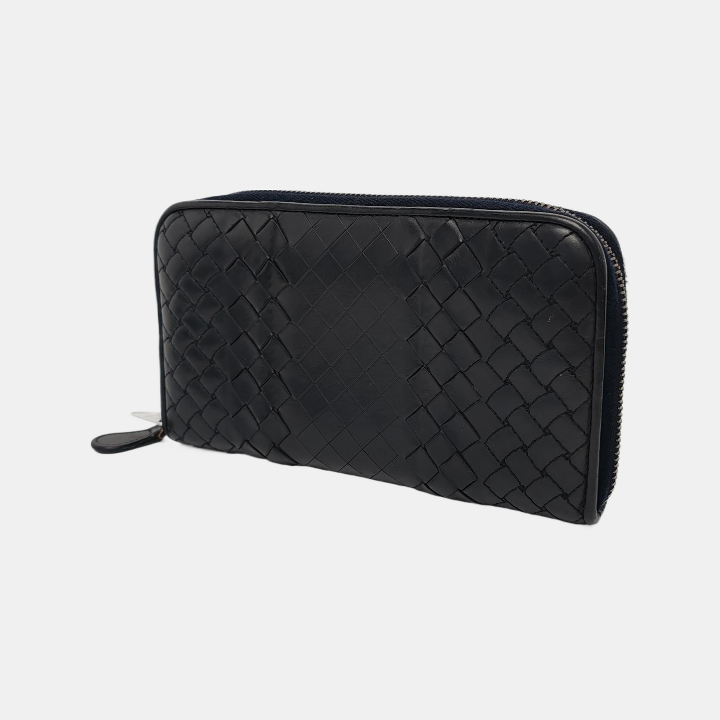 BOTTEGA VENETA Black Cowhide Woven Wallet Black hardware-(SKU)-947169349