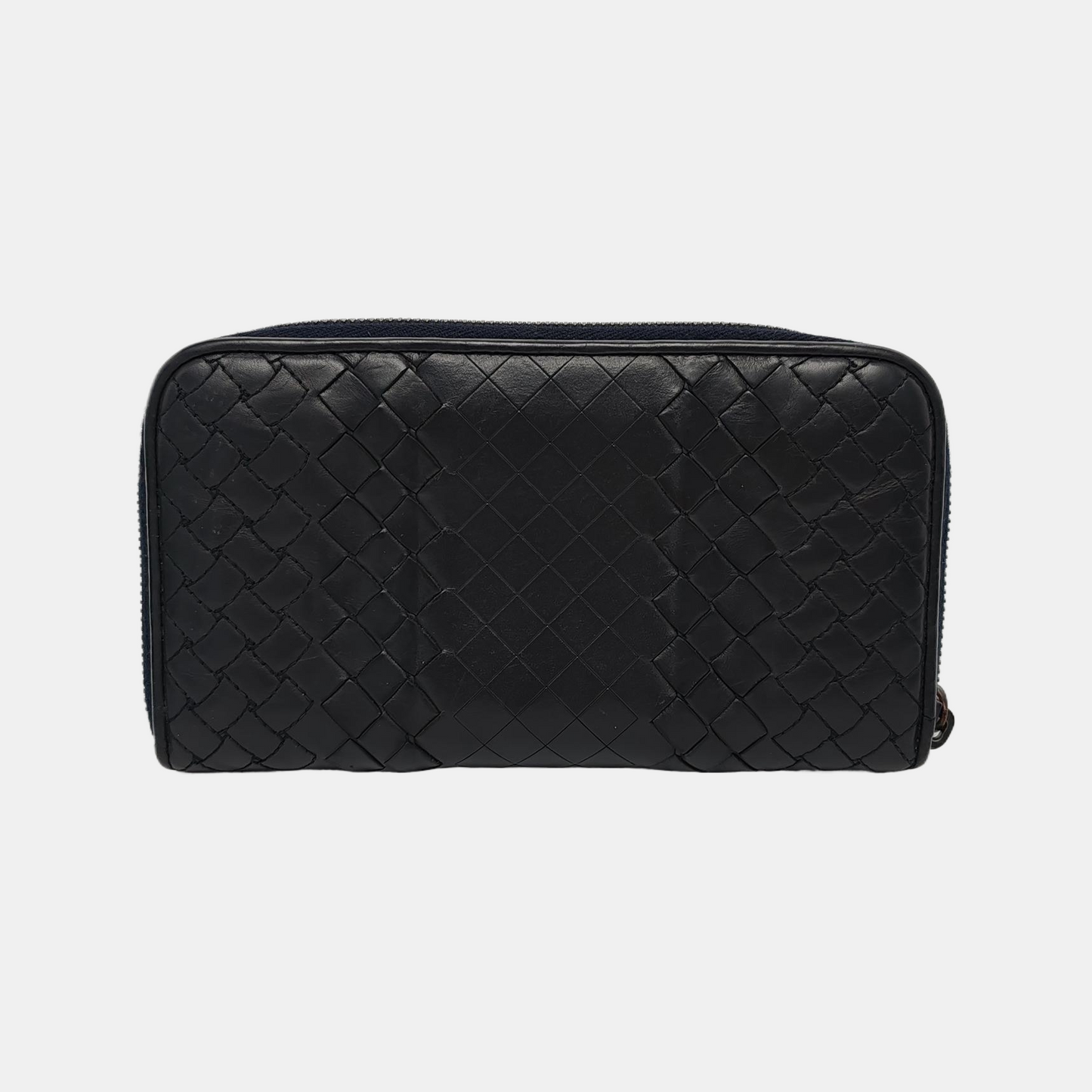 BOTTEGA VENETA Black Cowhide Woven Wallet Black hardware-(SKU)-947169349