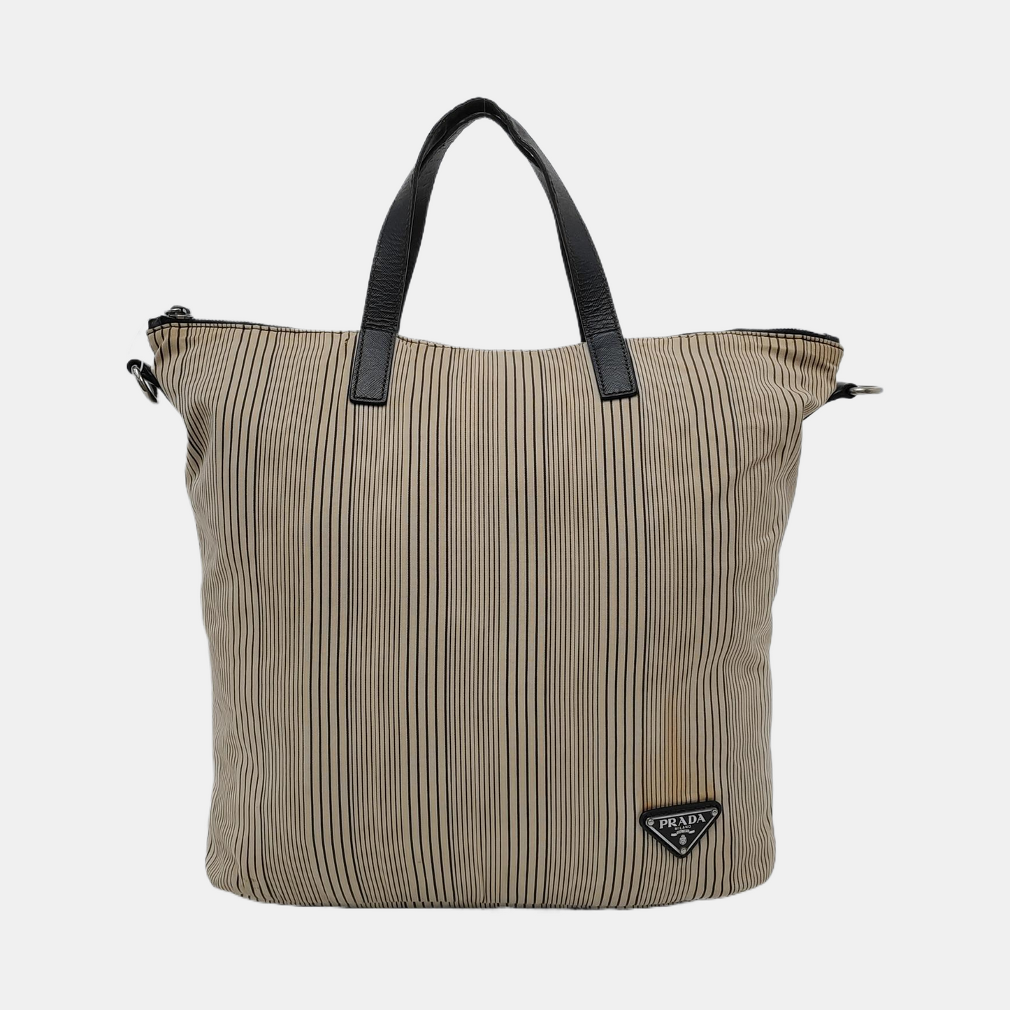 PRADA Tote bag Mixed Color Fabric Logo Print Handbag Silver Hardware-(SKU)-947157226