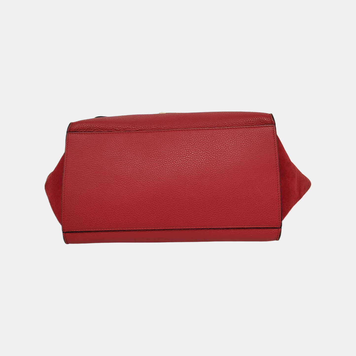 CELINE TRAPEZE Small size Red Leather Swing Bag Single Shoulder Bag Handbag Crossbody Golden hardware Removable shoulder strap-(SKU)-947188995