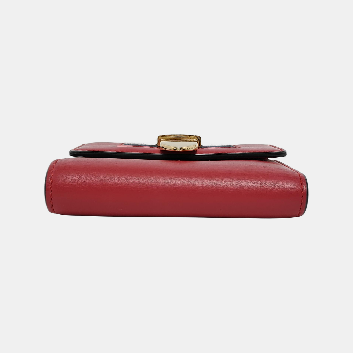 GUCCI Sylvie Red Leather Striped Strap Serb Wallet Golden hardware-(SKU)-946899209