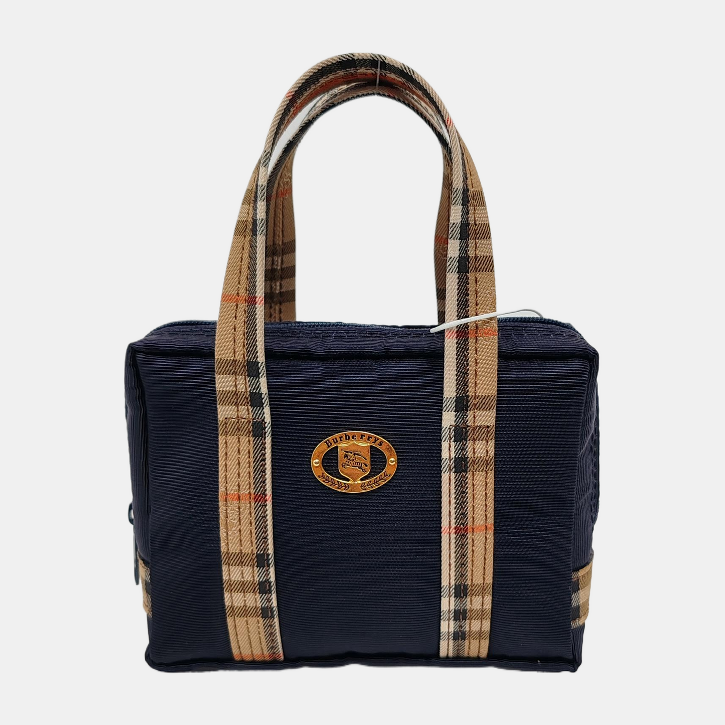 BURBERRY Dark Blue Fabric Tote Bag Golden hardware-(SKU)-947164907