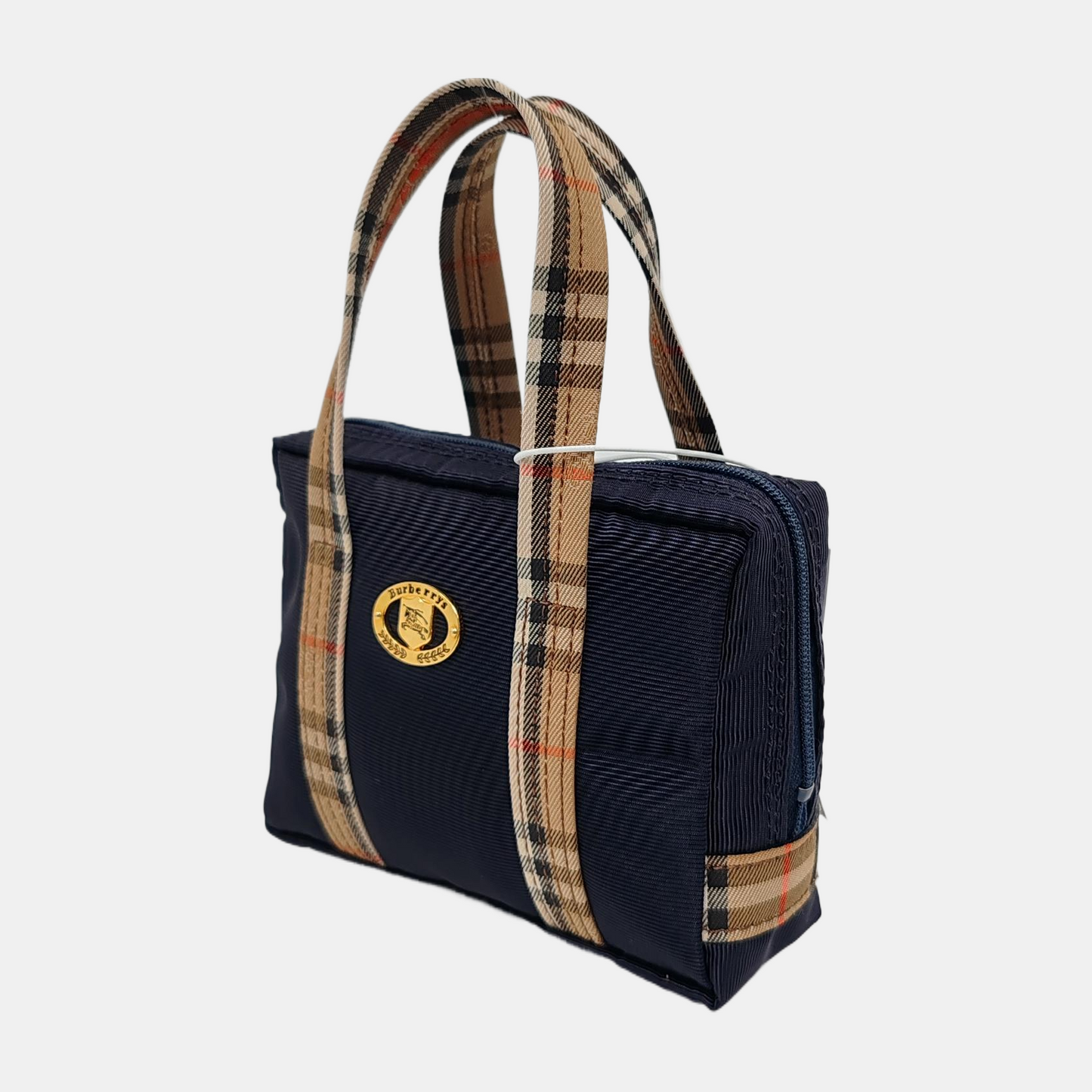 BURBERRY Dark Blue Fabric Tote Bag Golden hardware-(SKU)-947164907