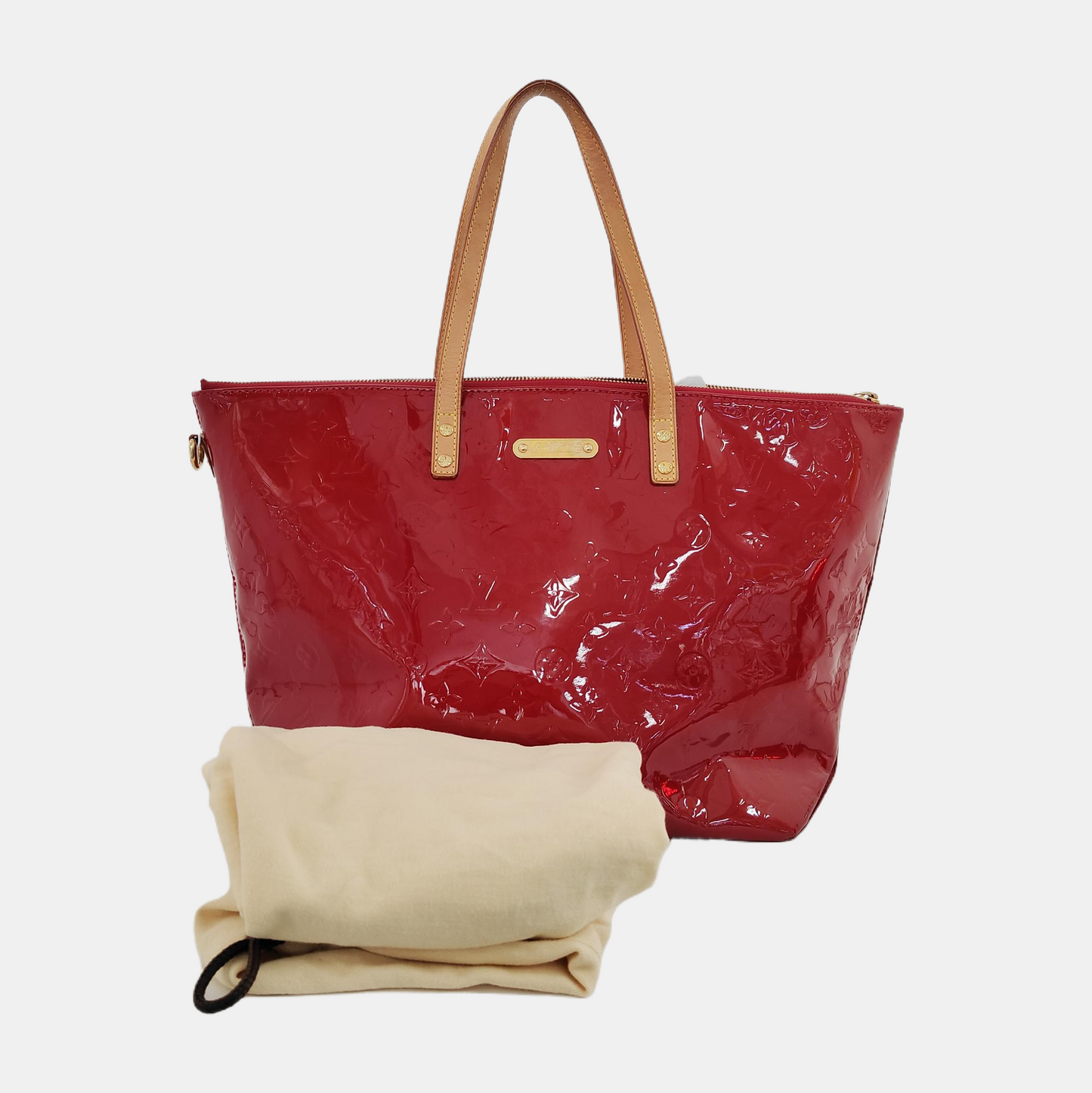 LOUIS VUITTON BELLEVUE Large size Red Lacquered Leather Texture Handbag Shoulder Bag Golden hardware-(SKU)-947190920