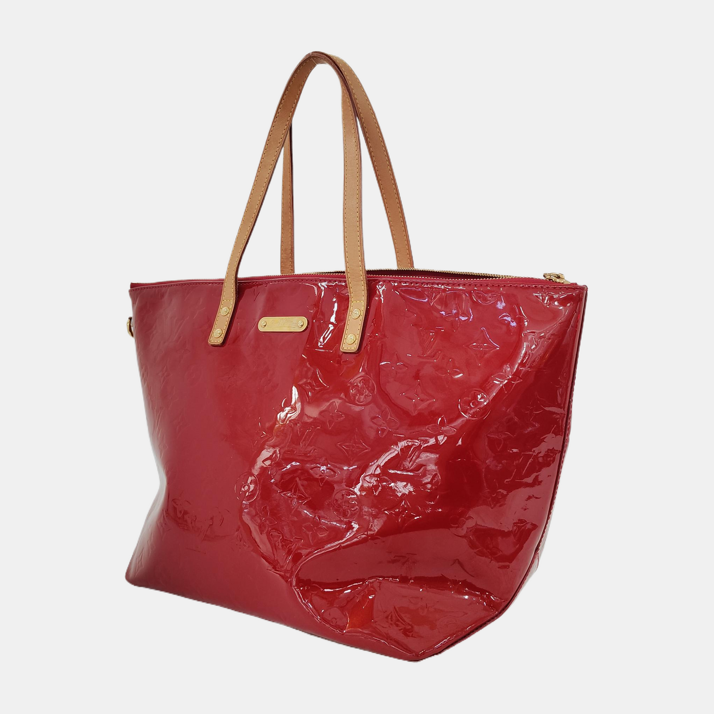 LOUIS VUITTON BELLEVUE Large size Red Lacquered Leather Texture Handbag Shoulder Bag Golden hardware-(SKU)-947190920