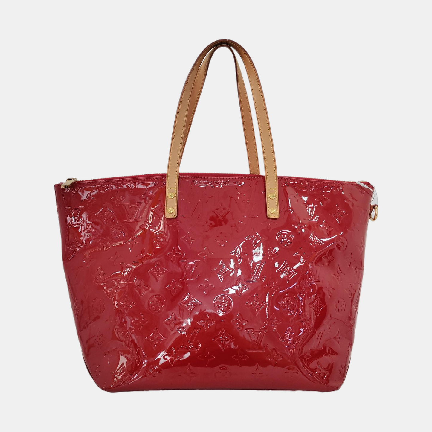 LOUIS VUITTON BELLEVUE Large size Red Lacquered Leather Texture Handbag Shoulder Bag Golden hardware-(SKU)-947190920