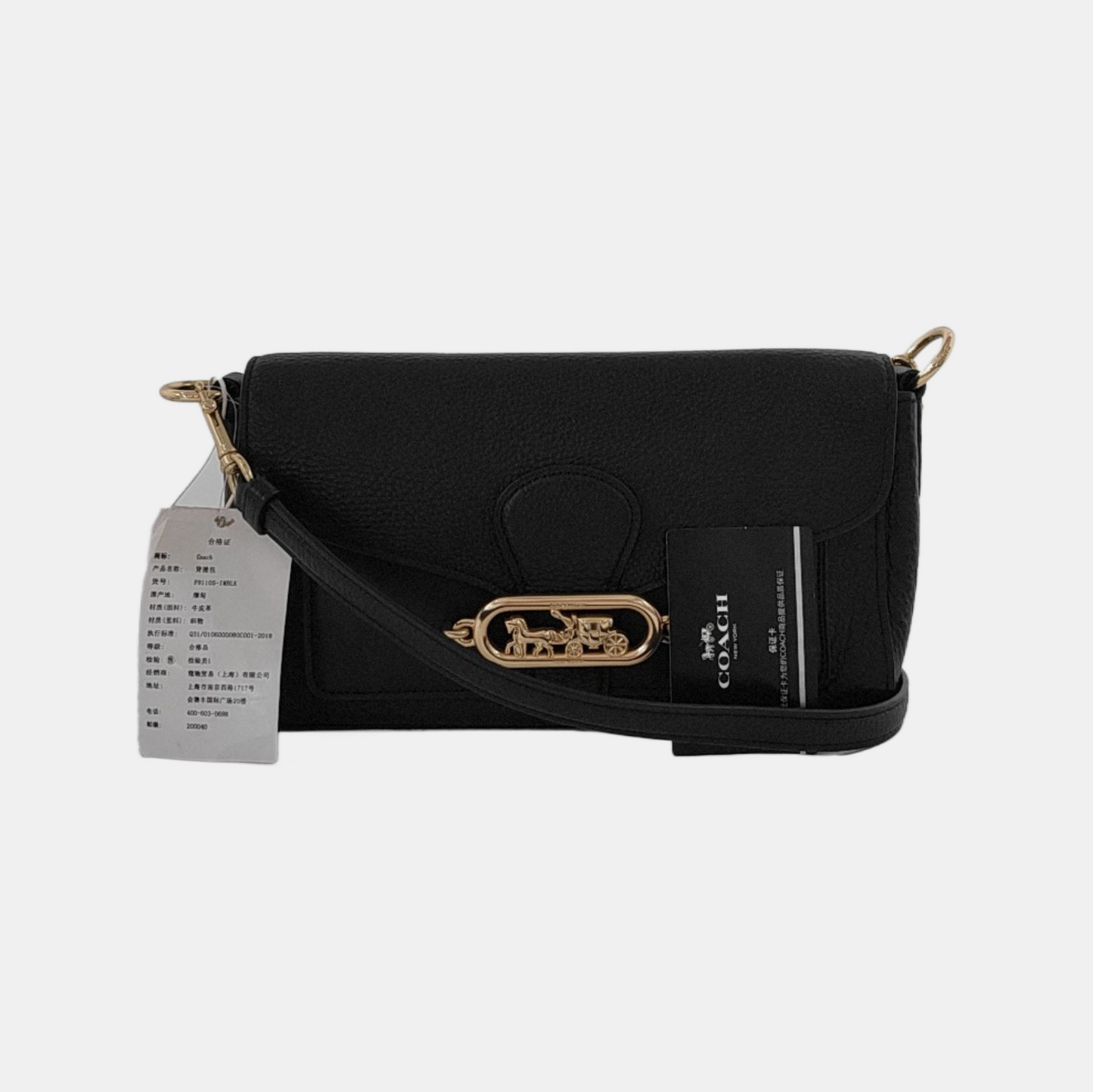 COACH 26 Black cowhide crossbody handbag single shoulder bag Golden hardware Removable shoulder strap-(SKU)-935730151