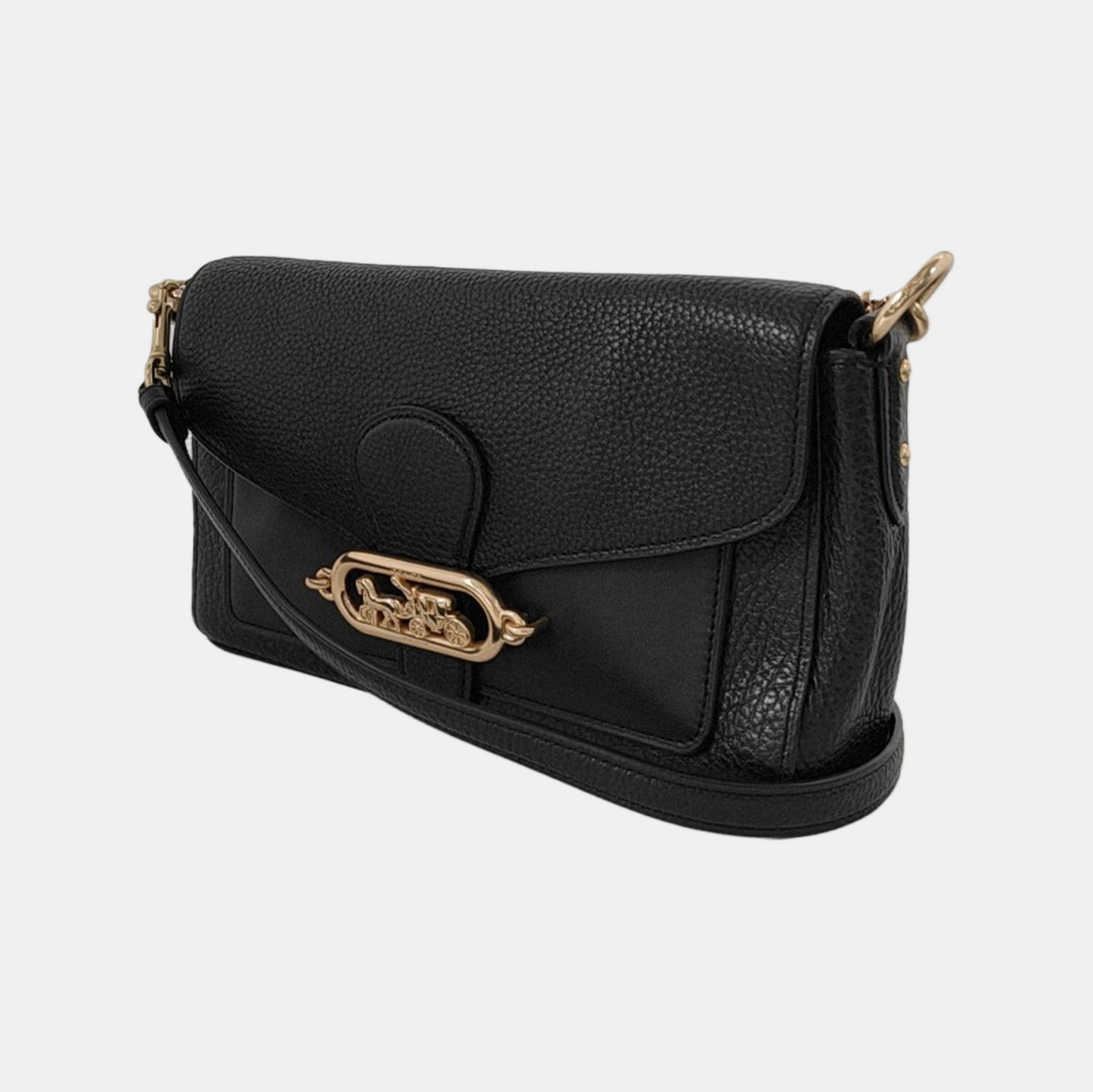 COACH 26 Black cowhide crossbody handbag single shoulder bag Golden hardware Removable shoulder strap-(SKU)-935730151