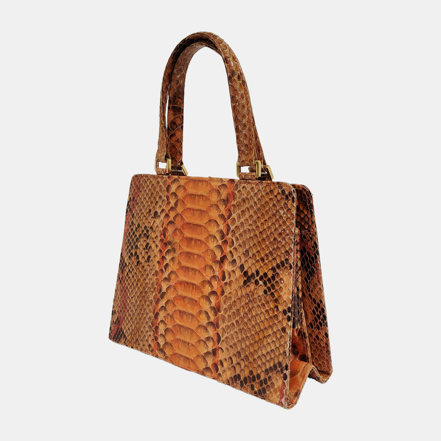 FENDI Tote bag Brown Snake Skin Handbag Golden hardware-(SKU)-947455367