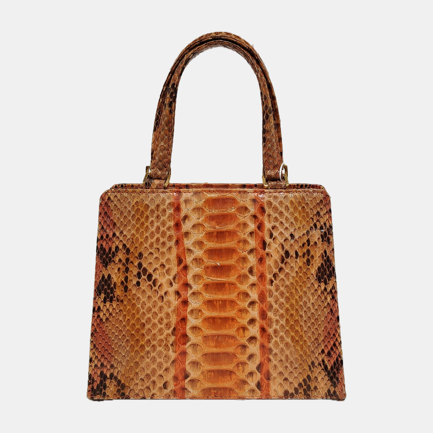 FENDI Tote bag Brown Snake Skin Handbag Golden hardware-(SKU)-947455367