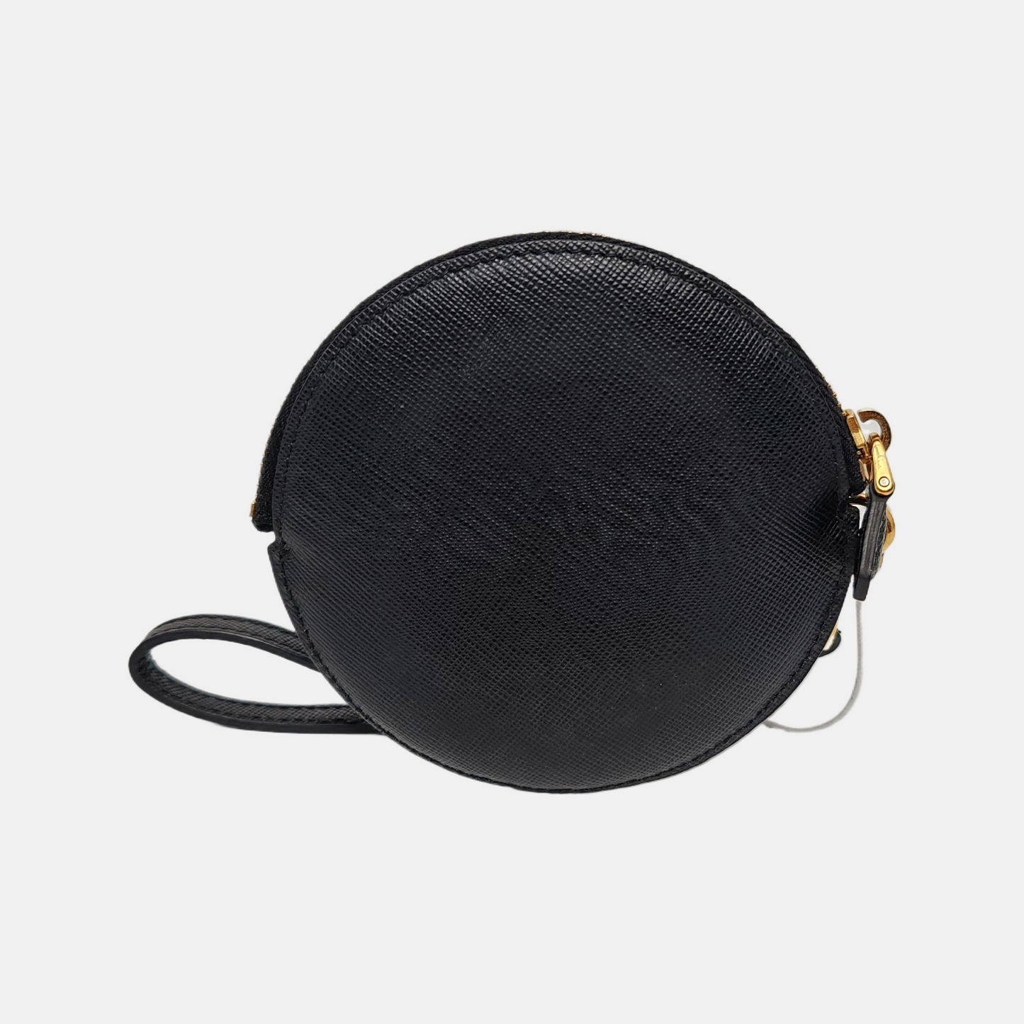 PRADA Round Bun Bag Black Leather Cross Grain Zipper Wallet Golden hardware-(SKU)-947037626