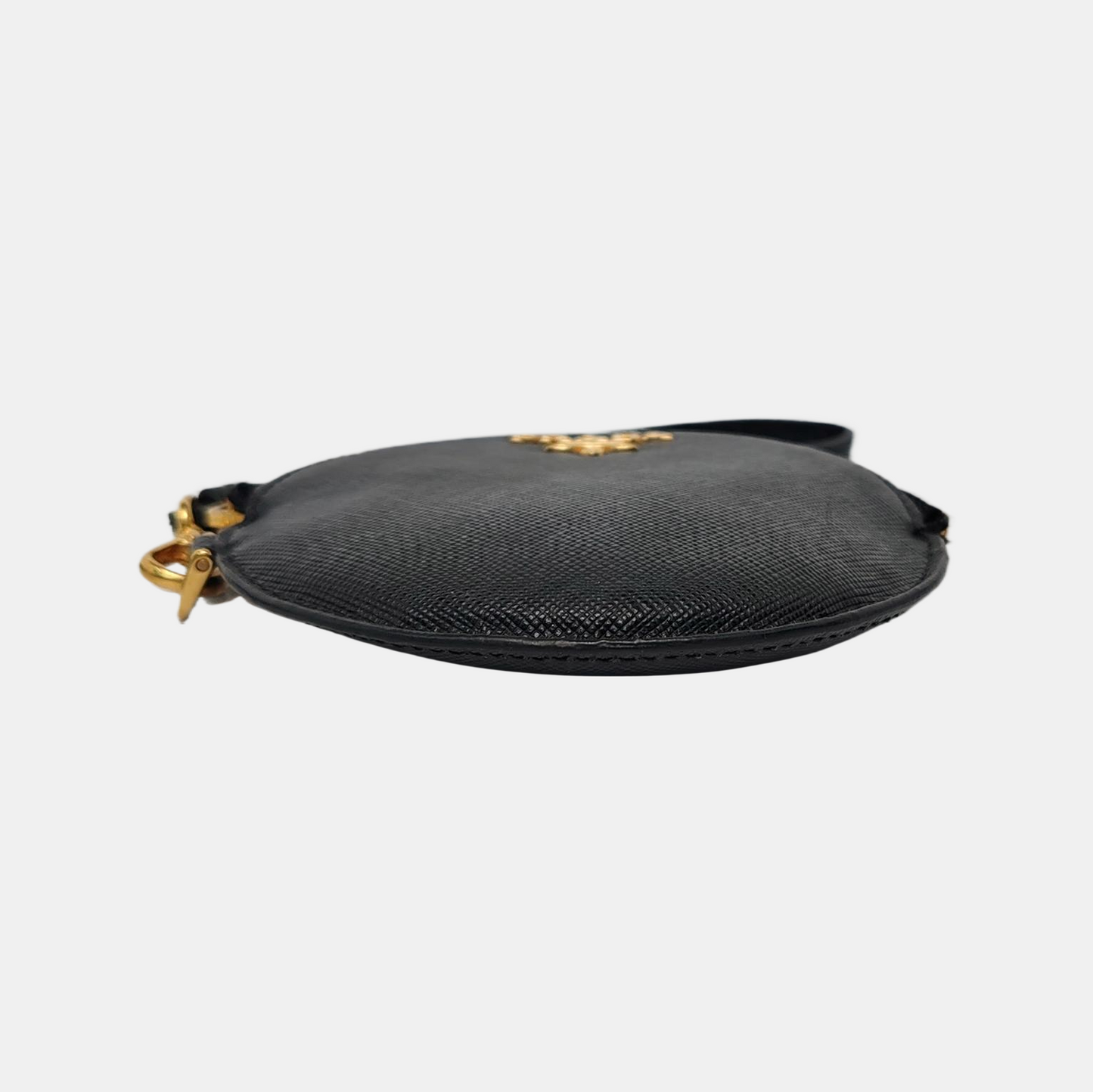 PRADA Round Bun Bag Black Leather Cross Grain Zipper Wallet Golden hardware-(SKU)-947037626