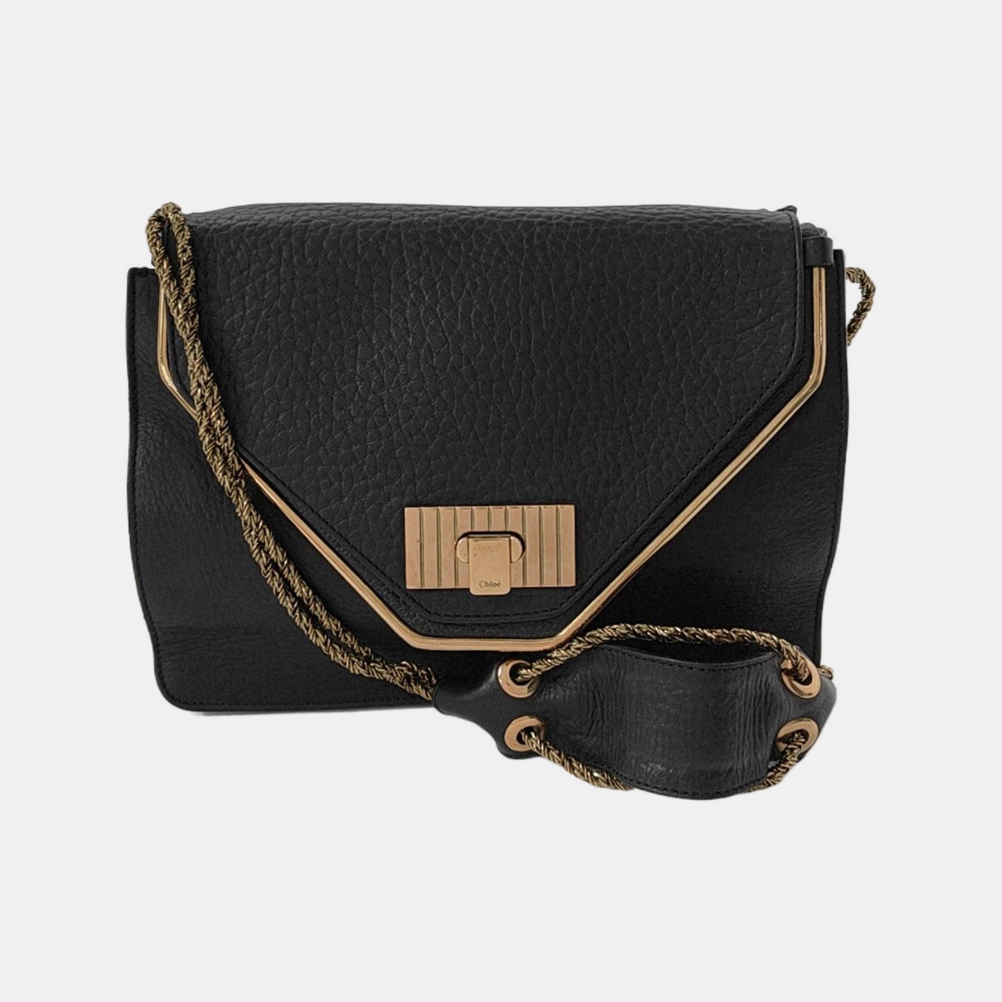 Chloé Sally Medium size Black Leather Single Shoulder Bag Golden hardware-(SKU)-947220516