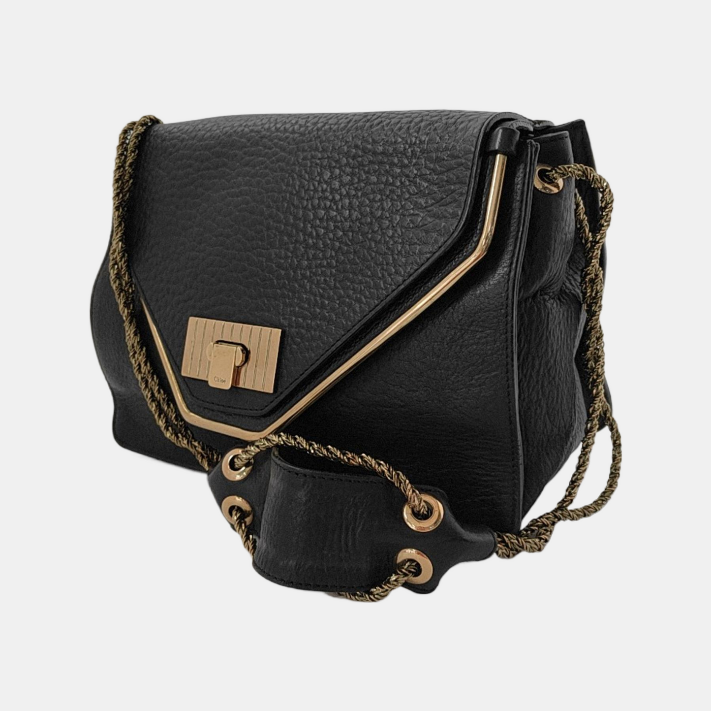 Chloé Sally Medium size Black Leather Single Shoulder Bag Golden hardware-(SKU)-947220516