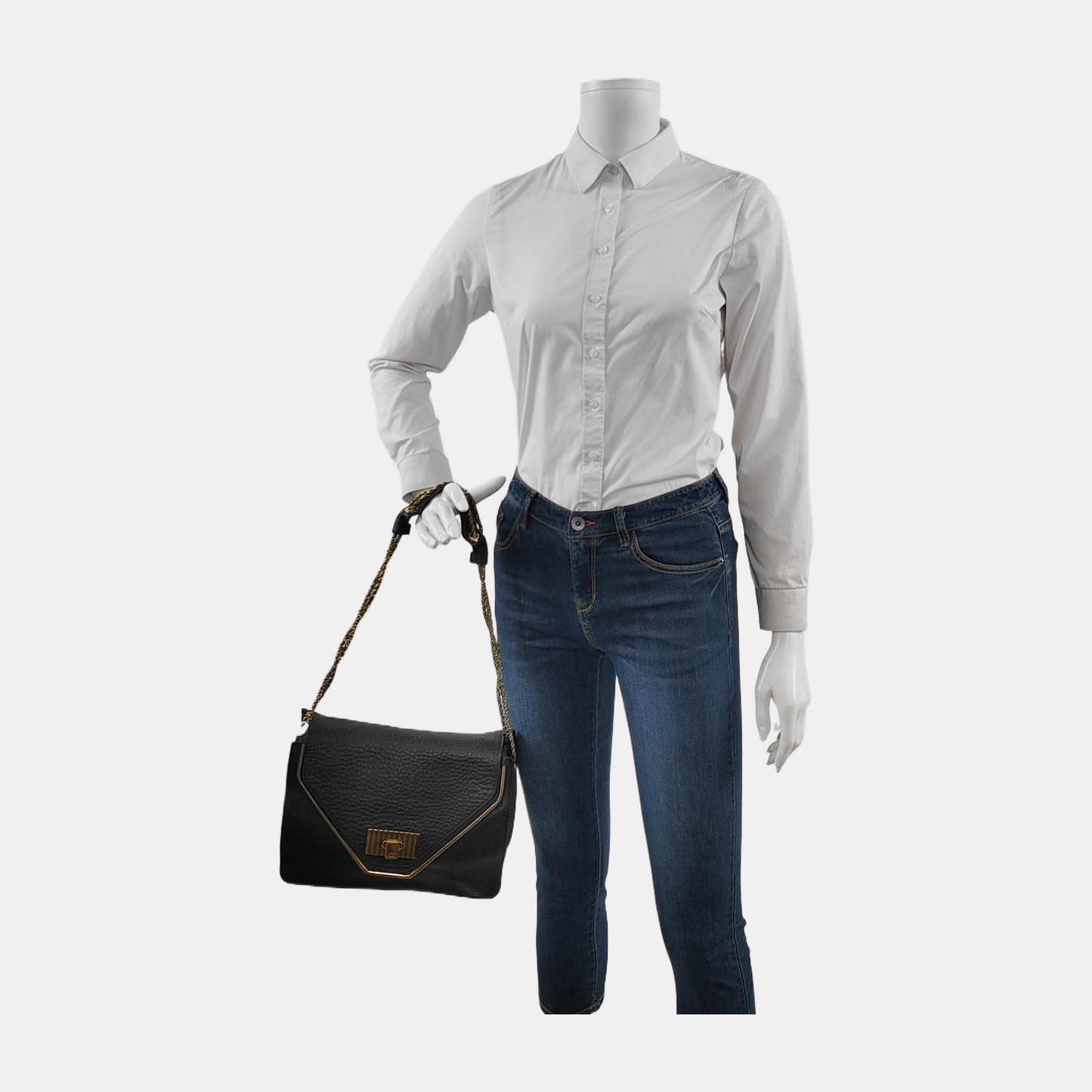 Chloé Sally Medium size Black Leather Single Shoulder Bag Golden hardware-(SKU)-947220516