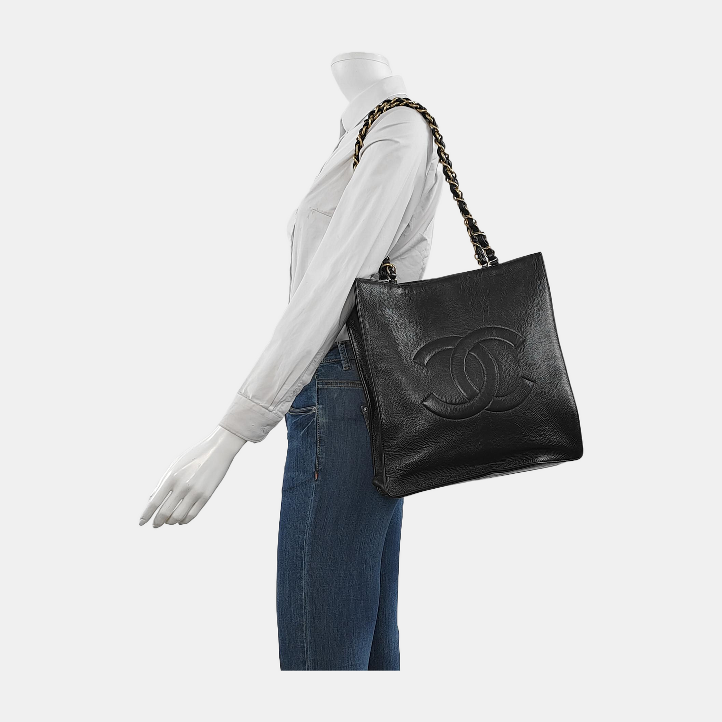 CHANEL JUMBO CRAVE Black Leather Quilted Single Shoulder Bag with Gold Hardware 30 opening-(SKU)-947026988