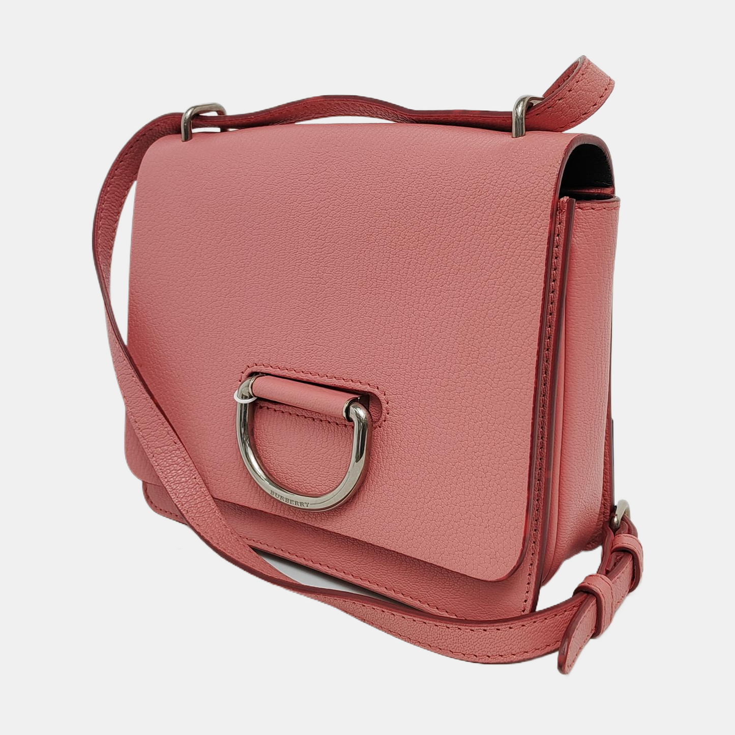BURBERRY D-Ring Pink Cowhide Sling Bag Single Shoulder Bag Silver Hardware Removable shoulder strap-(SKU)-946532657