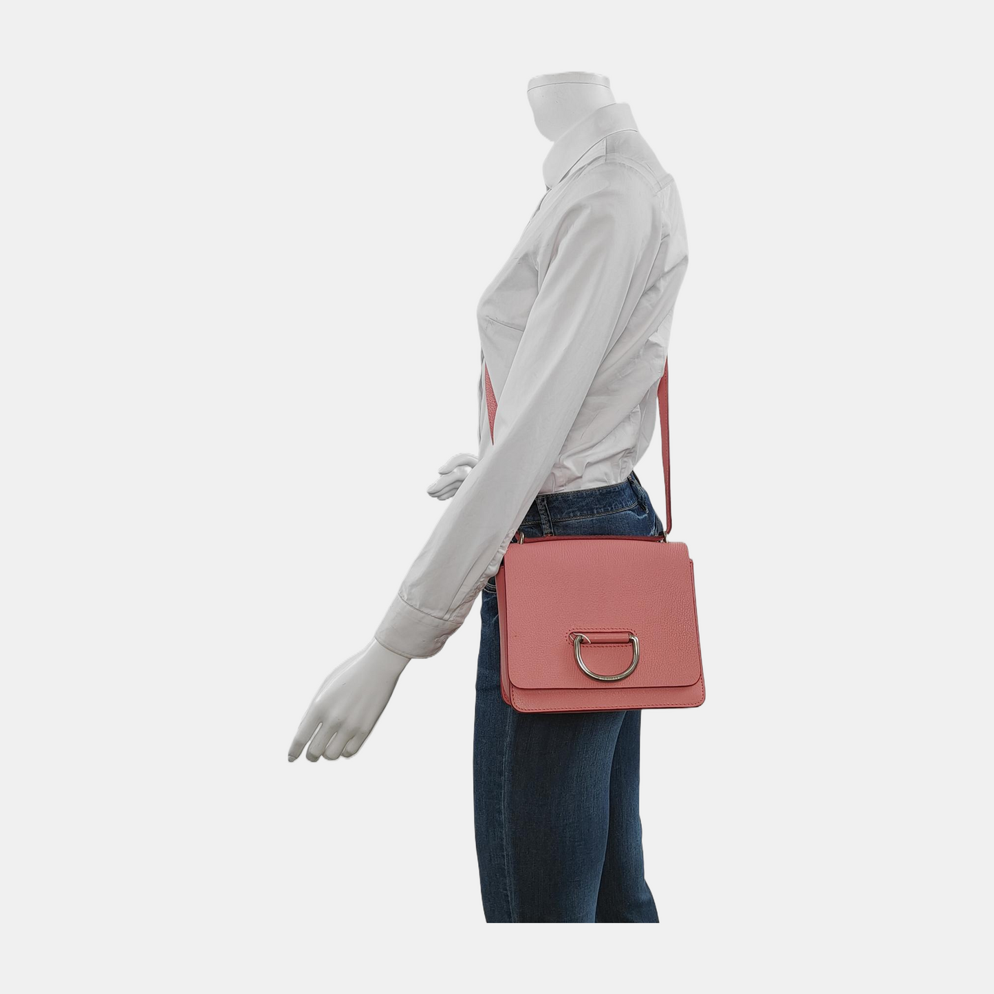 BURBERRY D-Ring Pink Cowhide Sling Bag Single Shoulder Bag Silver Hardware Removable shoulder strap-(SKU)-946532657