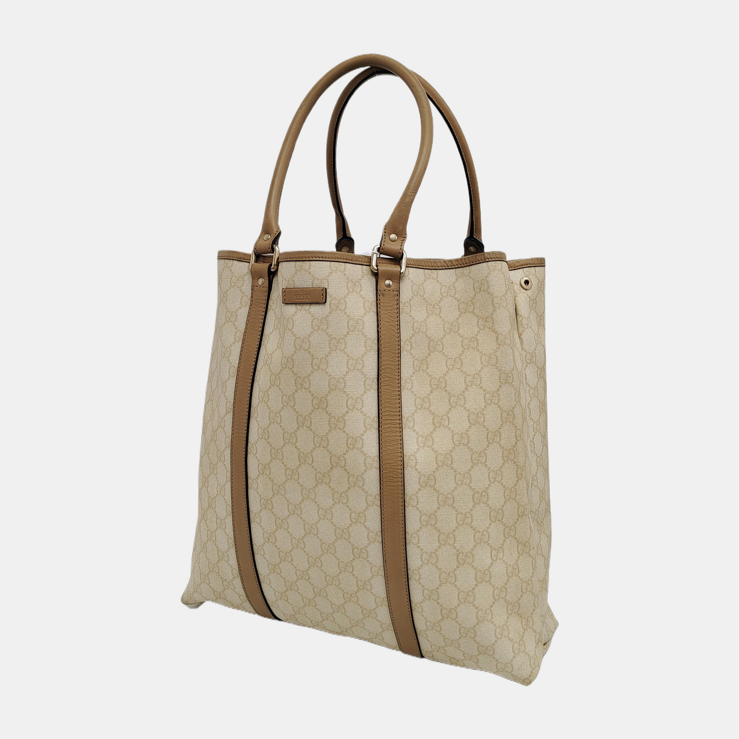 GUCCI Shima Tote Beige Coated Canvas Monogrammed Printed Single Shoulder Bag Handbag Golden hardware-(SKU)-947608449