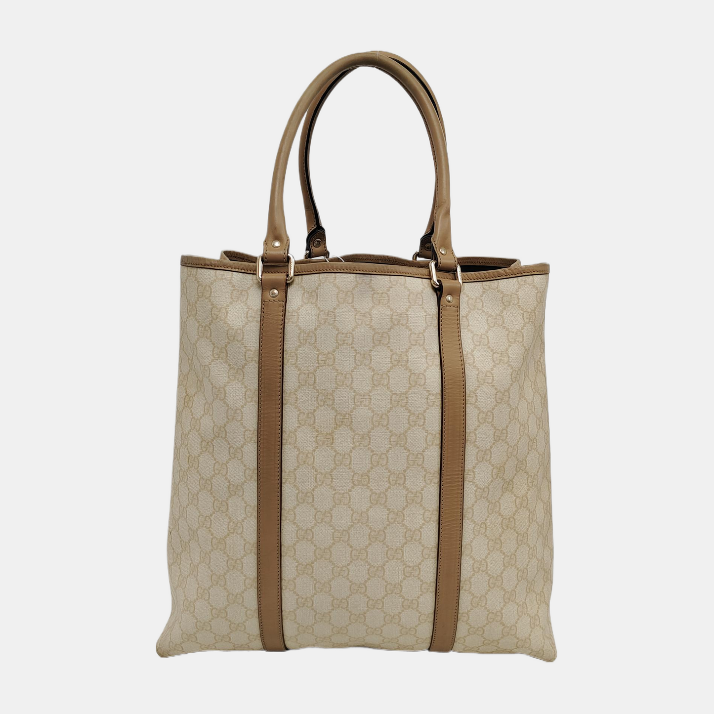 GUCCI Shima Tote Beige Coated Canvas Monogrammed Printed Single Shoulder Bag Handbag Golden hardware-(SKU)-947608449