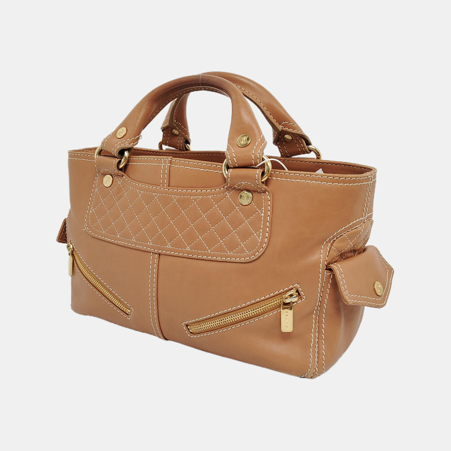 CELINE BOOGIE Medium size Brown Cowhide Handbag Golden hardware-(SKU)-947525770