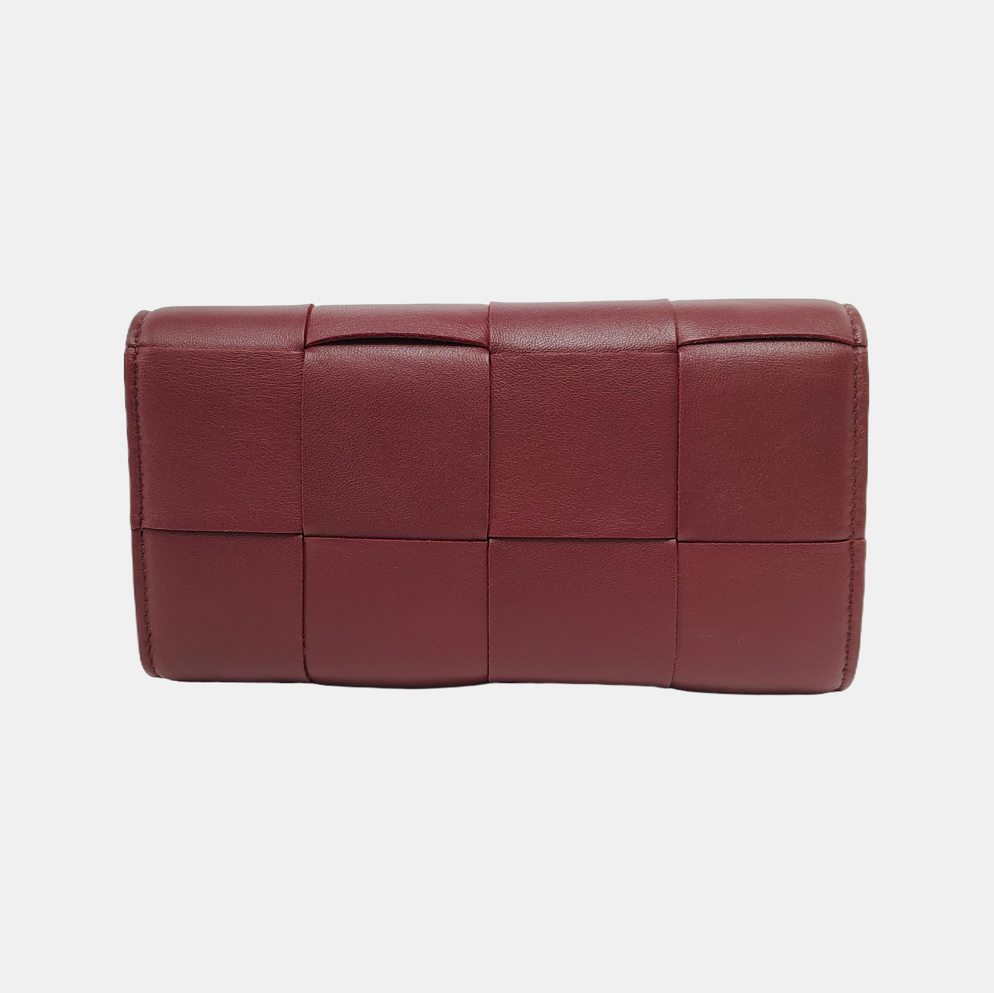 BOTTEGA VENETA IntrecciatoBurgundy Calfskin Leather Wallet-(SKU)-947453286