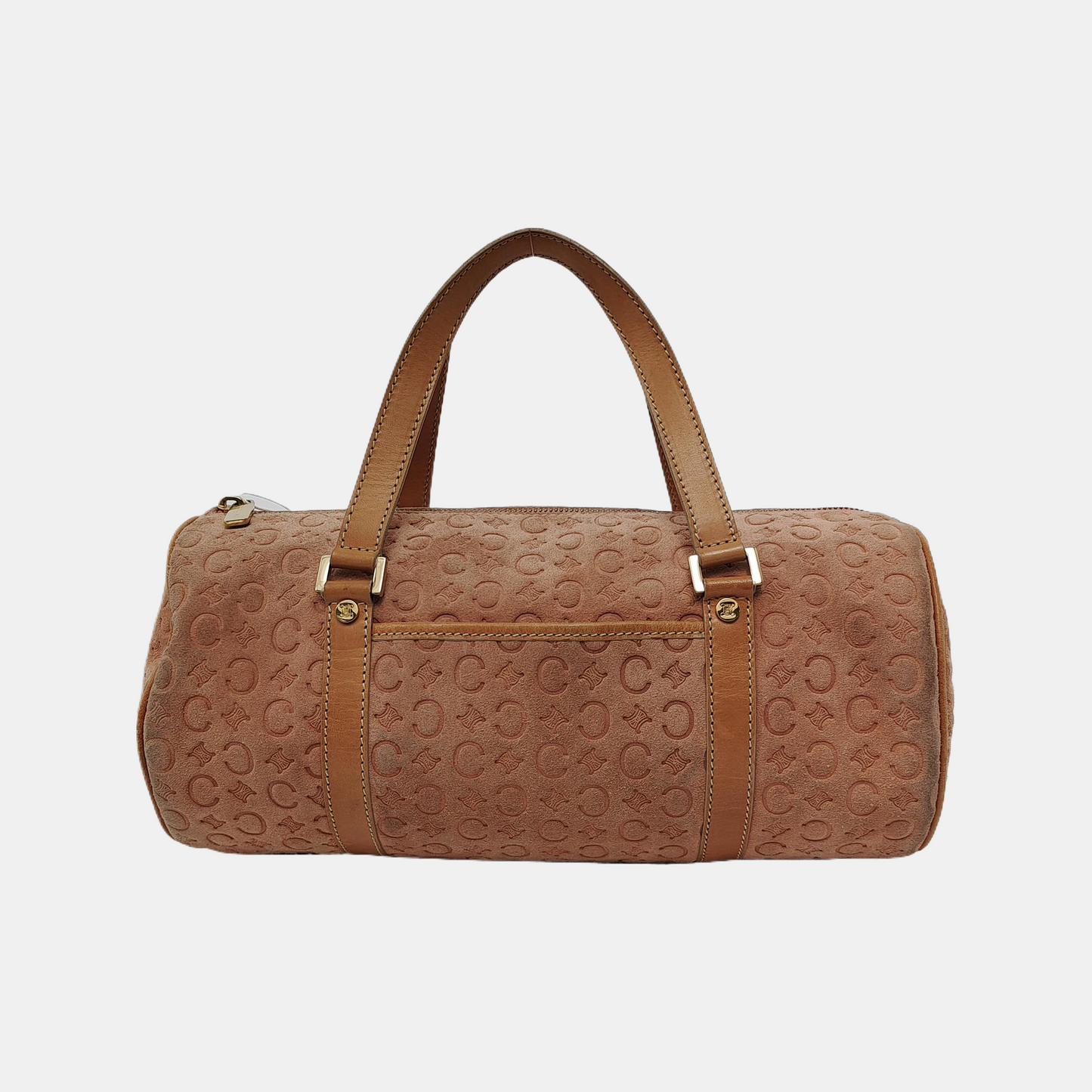 CELINE Orange Suede Triumph Embossed Tote Bag Golden hardware-(SKU)-947734984