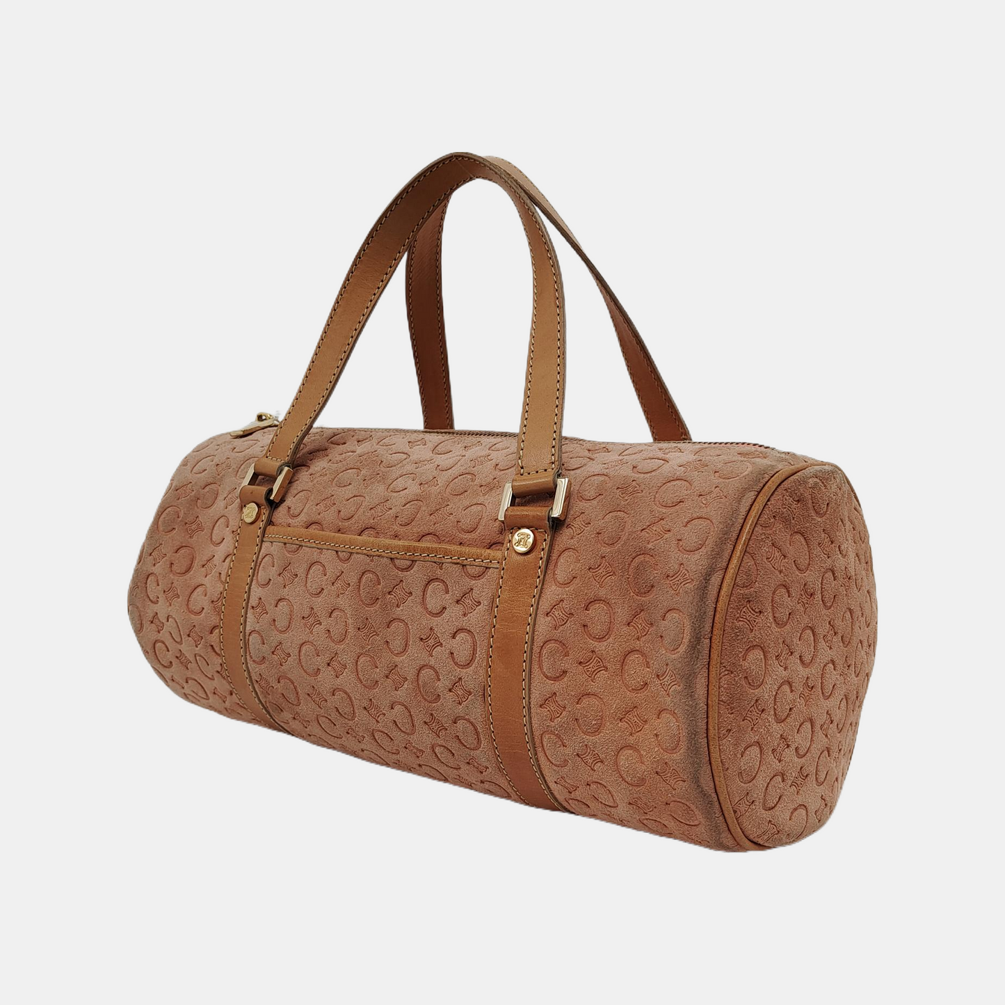 CELINE Orange Suede Triumph Embossed Tote Bag Golden hardware-(SKU)-947734984