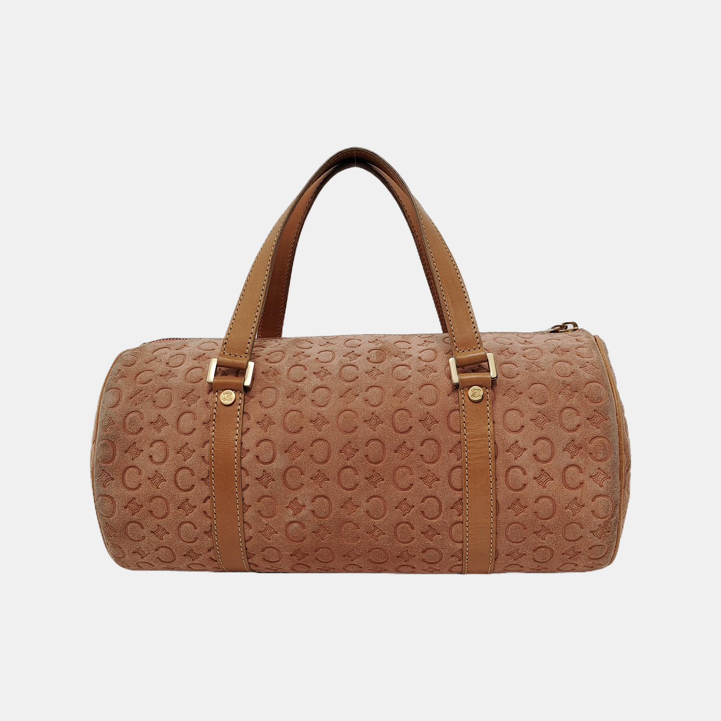 CELINE Orange Suede Triumph Embossed Tote Bag Golden hardware-(SKU)-947734984