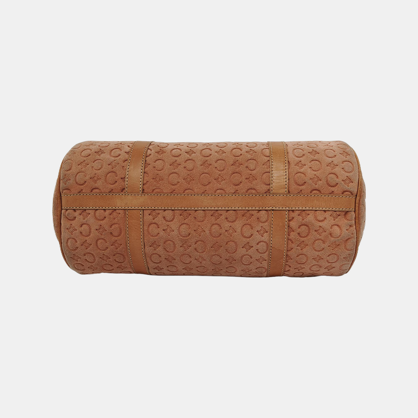 CELINE Orange Suede Triumph Embossed Tote Bag Golden hardware-(SKU)-947734984