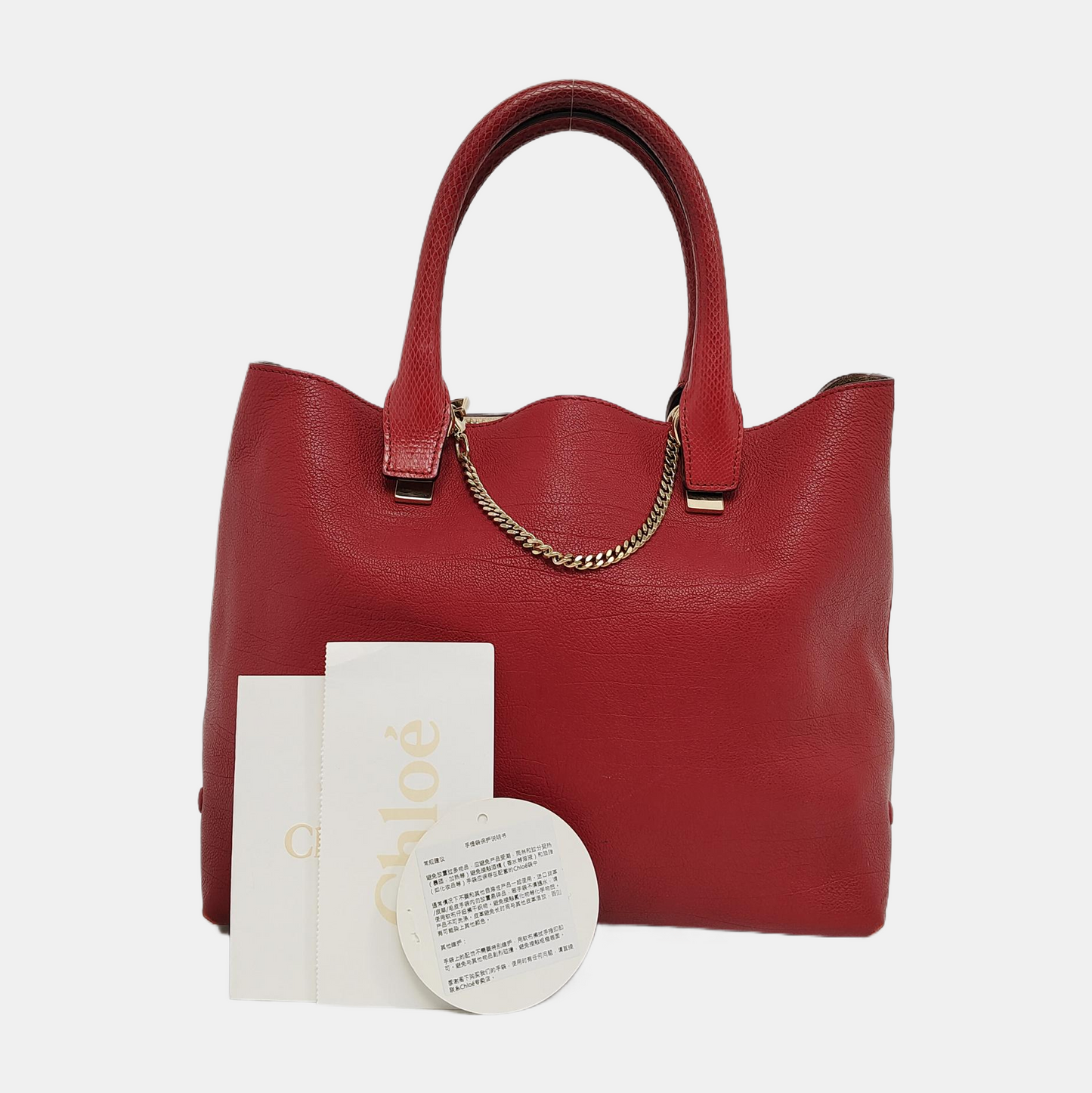 Chloé Baylee Red Cowhide Handbag Single Shoulder Bag Crossbody Bag Golden hardware-(SKU)-947725847