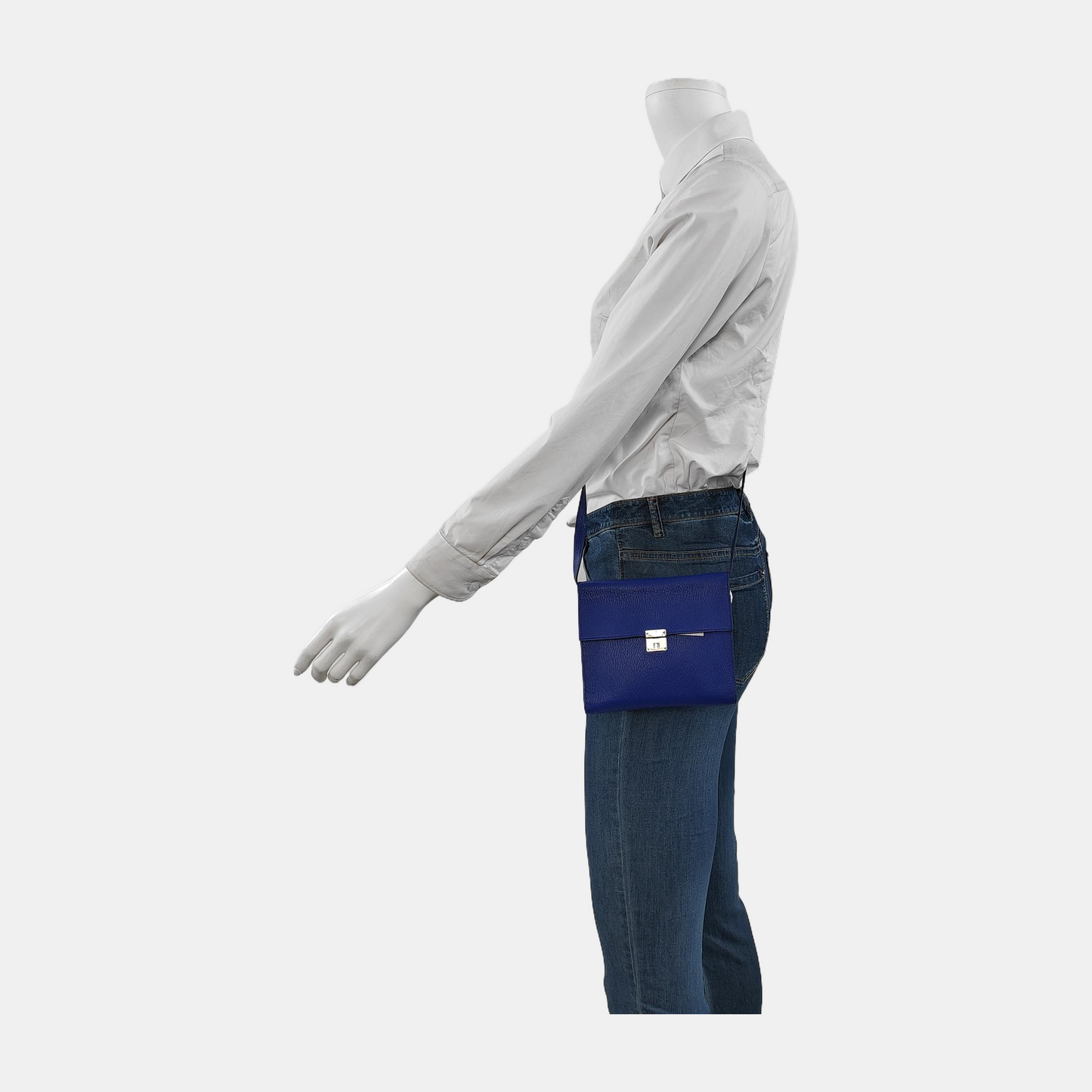 HERMÈS Clic 16 Royal Blue Calfskin Shoulder Bag Crossbody Bag with Silver Hardware C Detachable Strap-(SKU)-946836443
